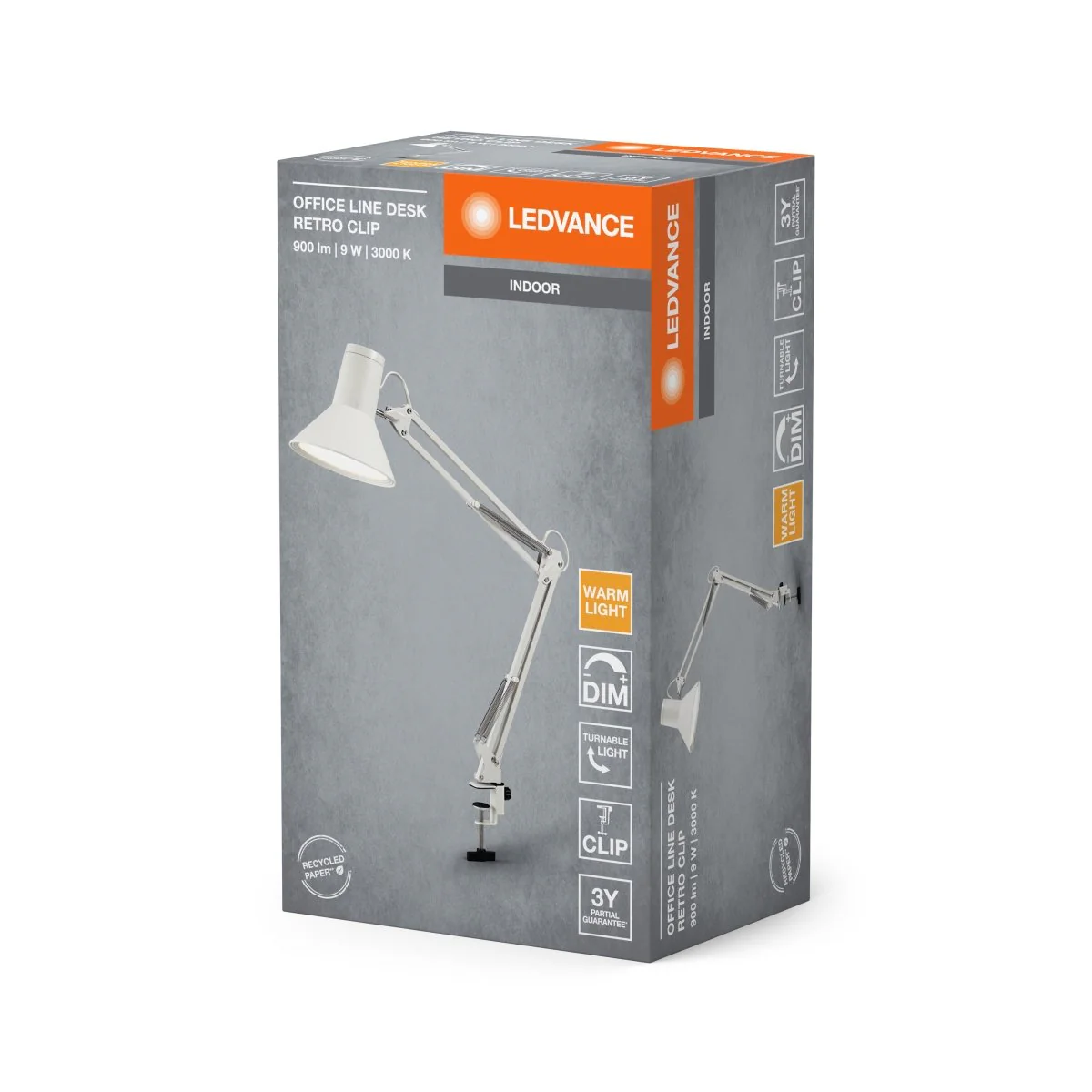OSRAM Office Line Desk Retro Clip 9W 830, ściemnialny, biały - Image 2