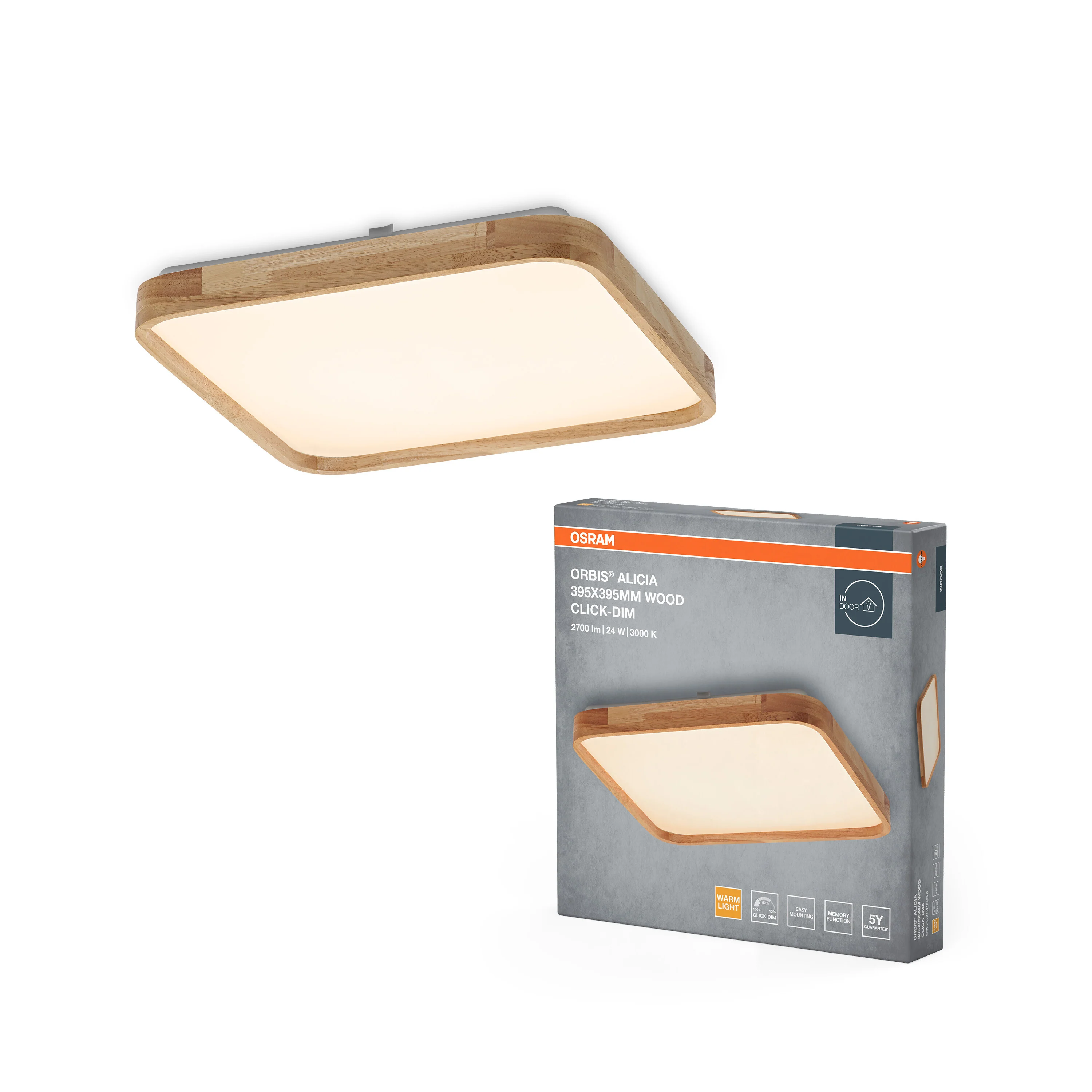 OSRAM Orbis Alicia 395x395mm 24W DIM drewniana dekoracja - Image 5