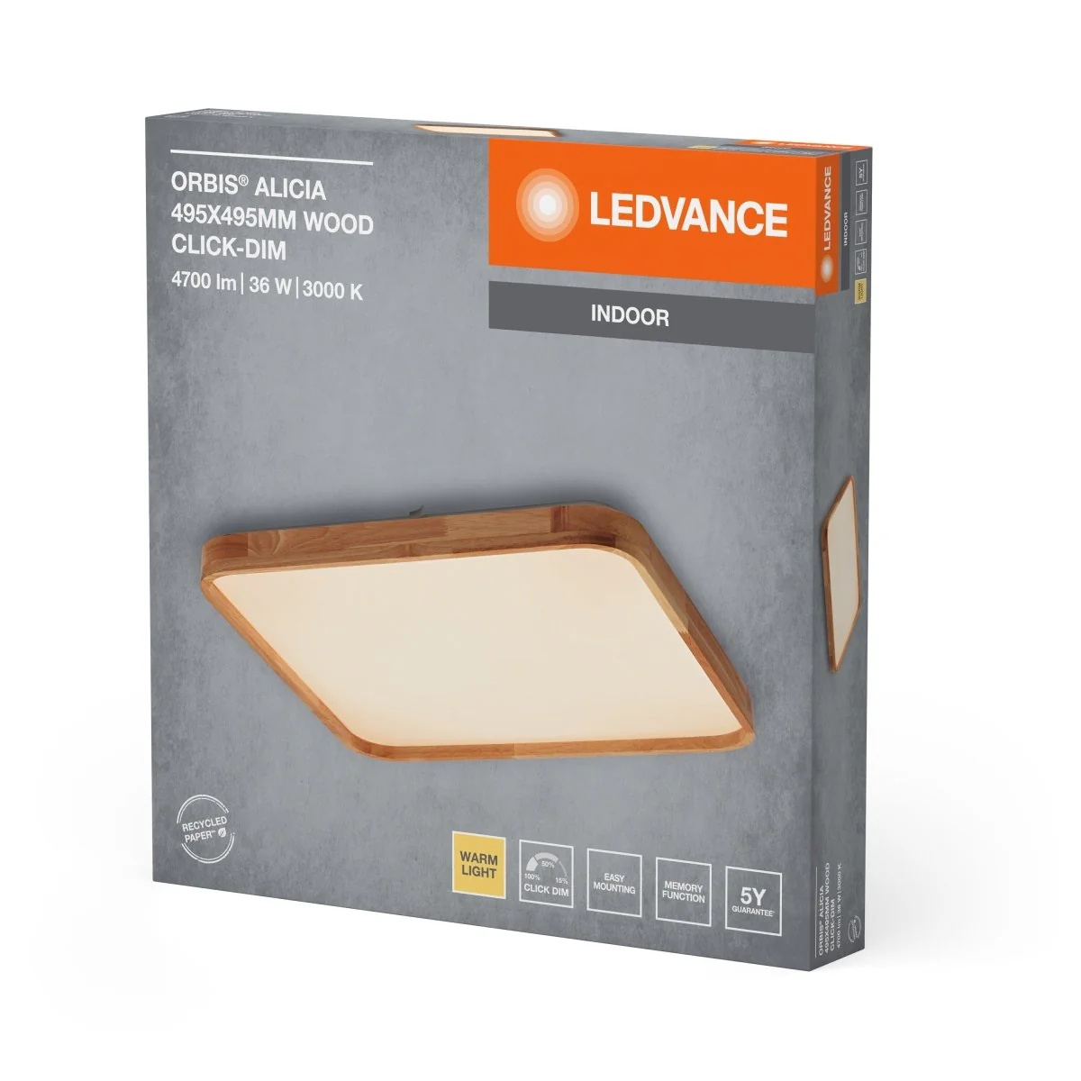 OSRAM Orbis Alicia 495X495MM 36W 830 Click DIM dekor drewno - Image 2