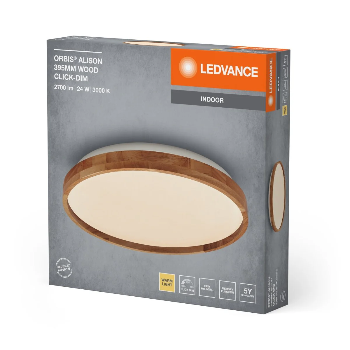 OSRAM Orbis Alison 395MM 24W 830 Click DIM dekor drewno - Image 2
