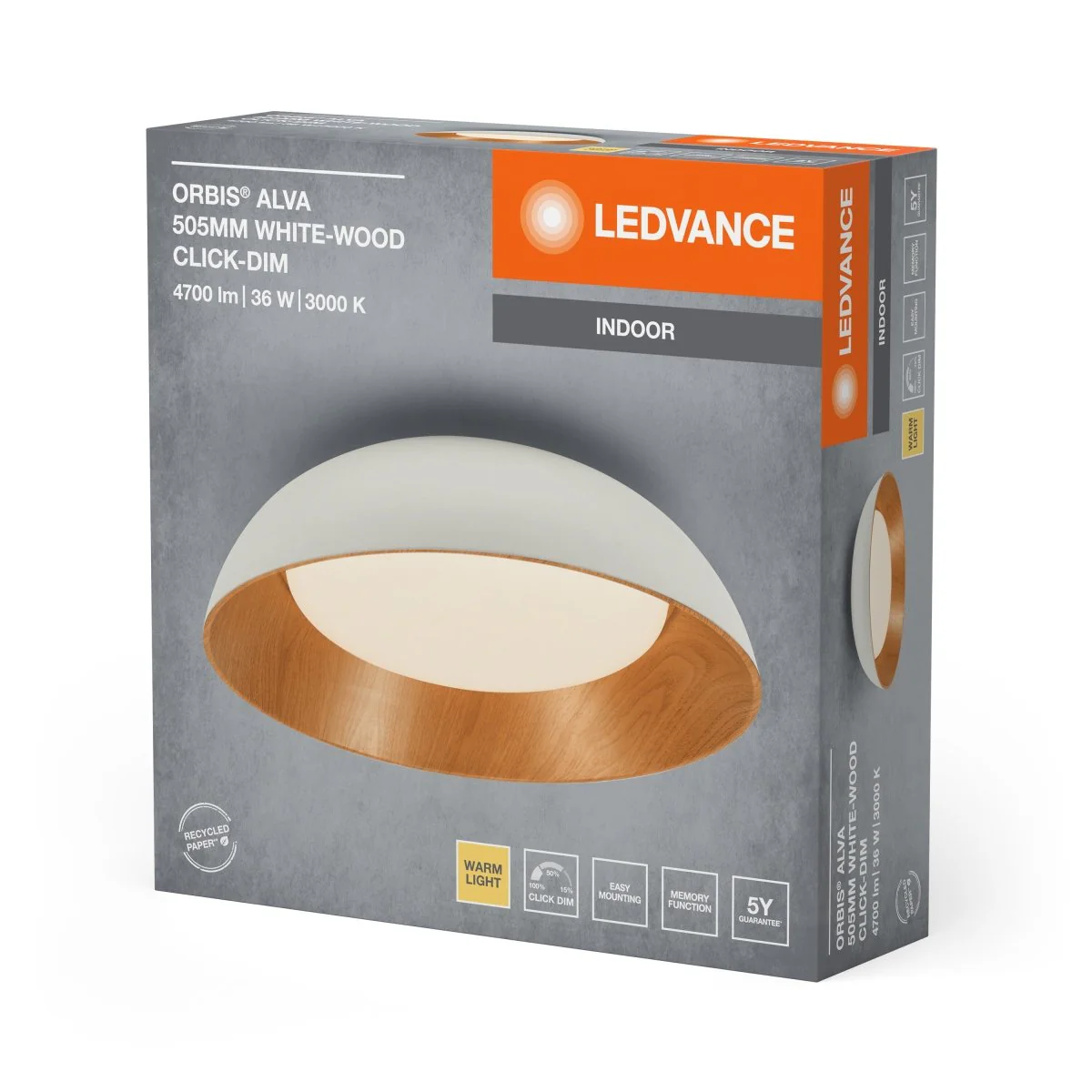 OSRAM Orbis Alva 505MM 36W 830 Click DIM biało-drewniany - Image 2