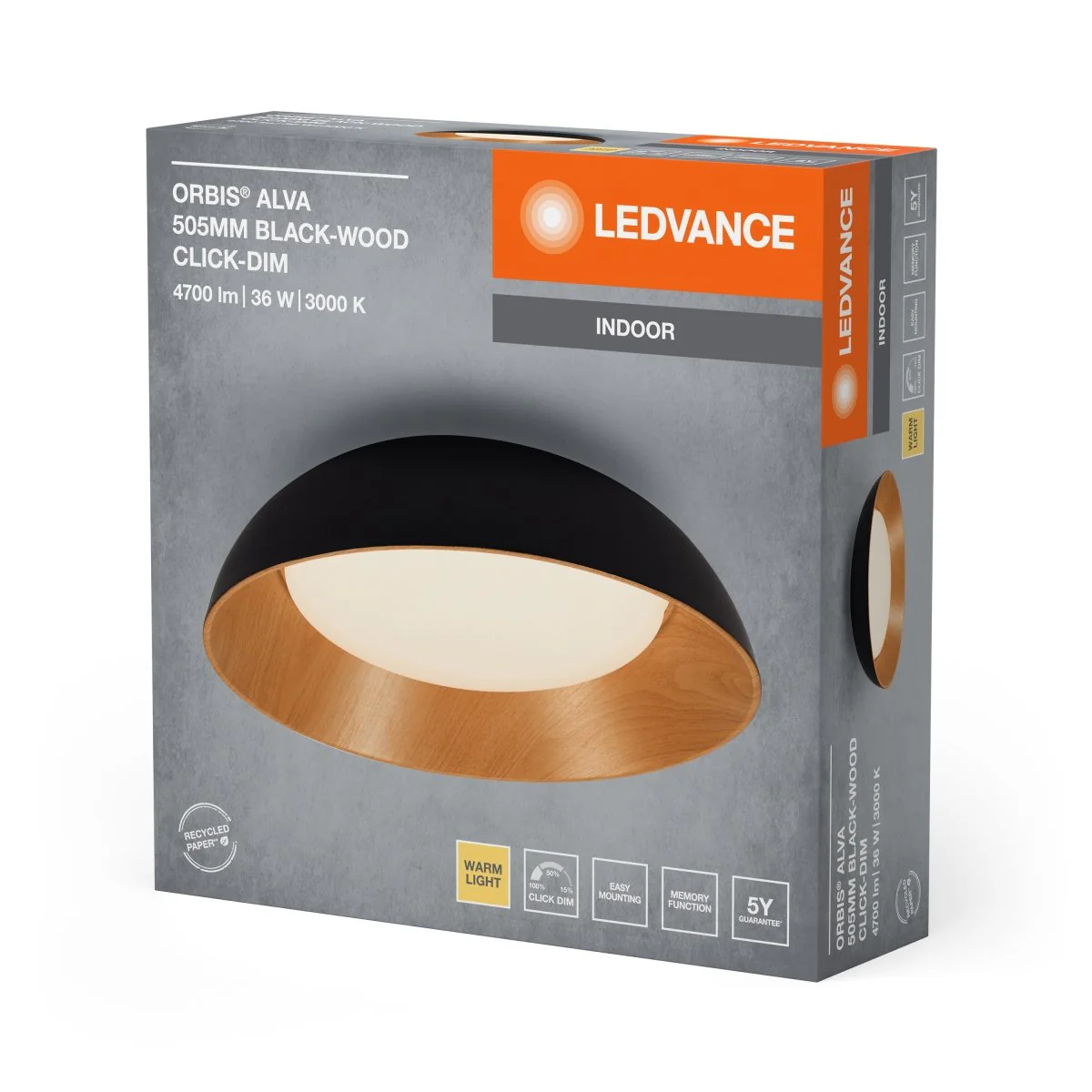 OSRAM Orbis Alva 505MM 36W 830 Click DIM czarno-drewniany - Image 2