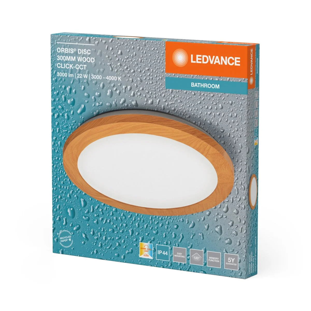 OSRAM Orbis Disc 30CM 22W Click CCT IP44 dekor drewno - Image 2