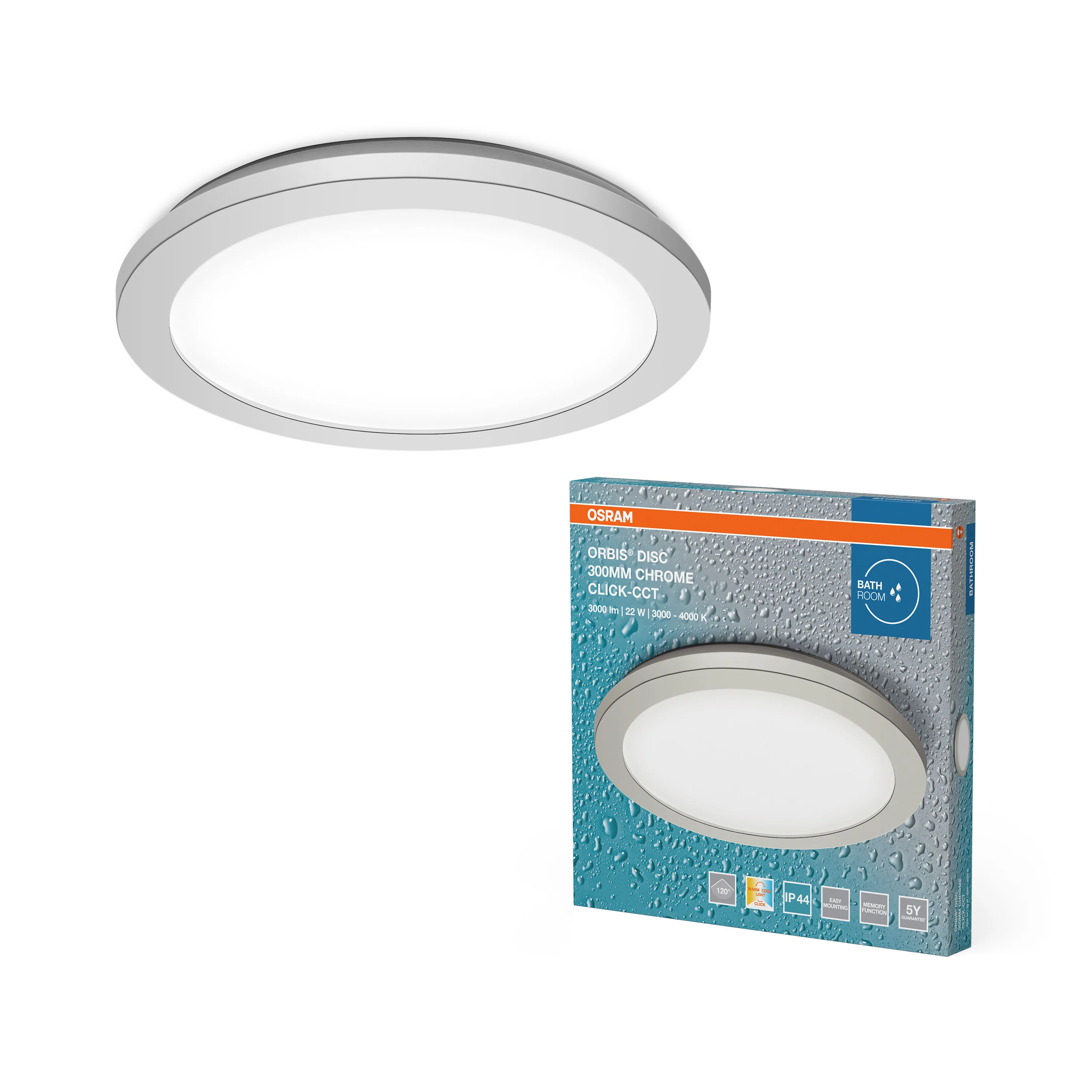 OSRAM Orbis Disc 30cm 22W Click  IP44 chrom - Image 5