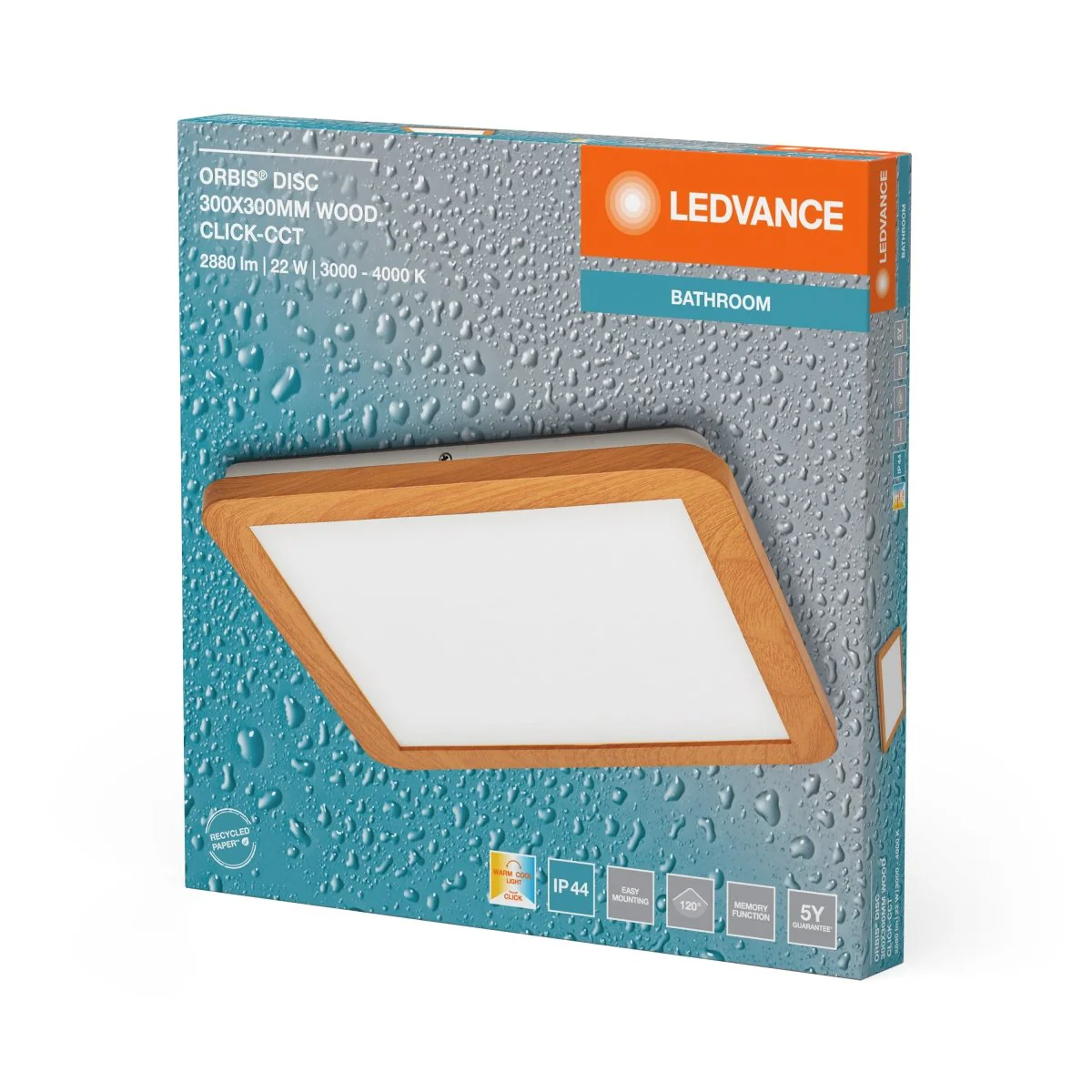 OSRAM Orbis Disc 30X30CM 22W Click CCT IP44 dekor drewno - Image 2