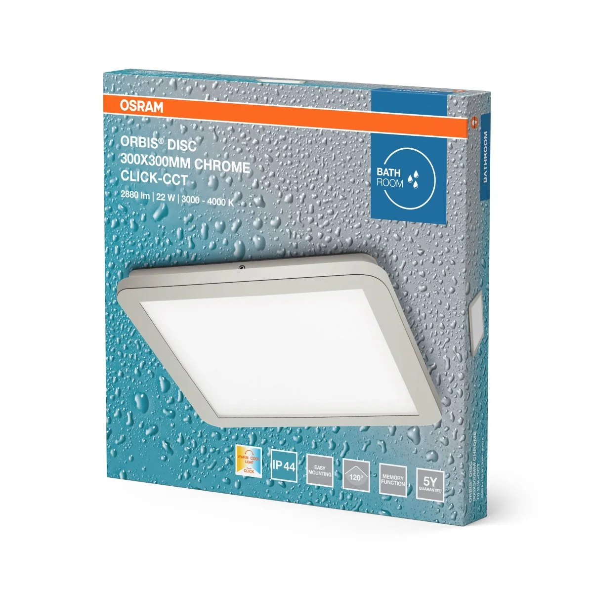 OSRAM Orbis Disc 30x30cm 22W Click  IP44 chrom - Image 2