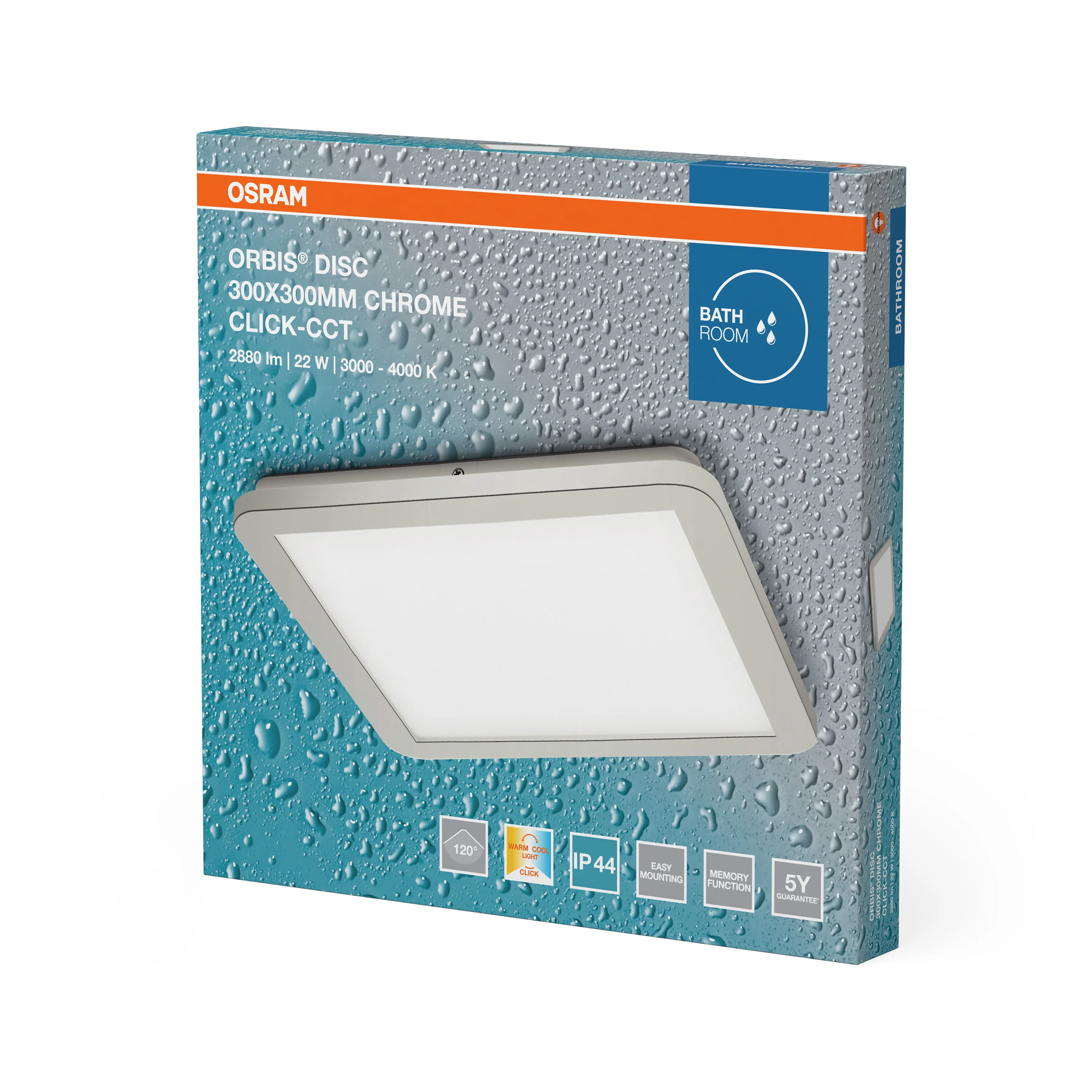 OSRAM Orbis Disc 30x30cm 22W Click  IP44 chrom - Image 6