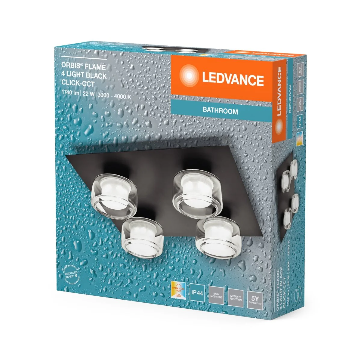 OSRAM Orbis Flame 4x5.5W Click CCT IP44 czarny - Image 2