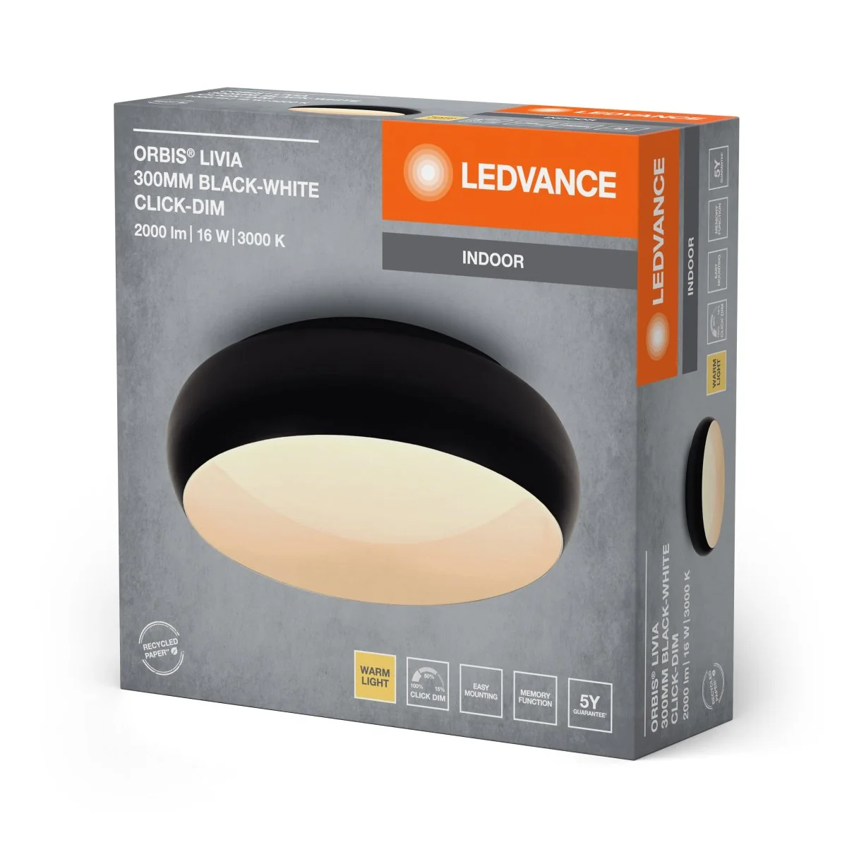 OSRAM Orbis Livia 300MM 16W 830 Click DIM czarno-biały - Image 2