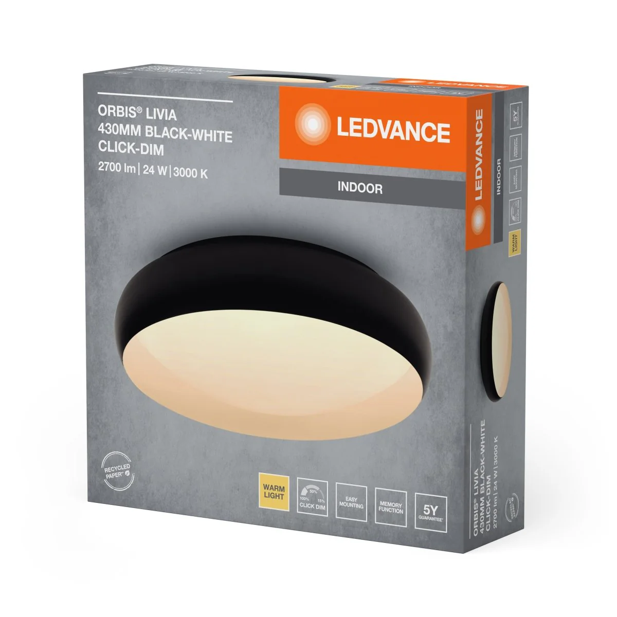 OSRAM Orbis Livia 430MM 24W 830 Click DIM czarno-biały - Image 2