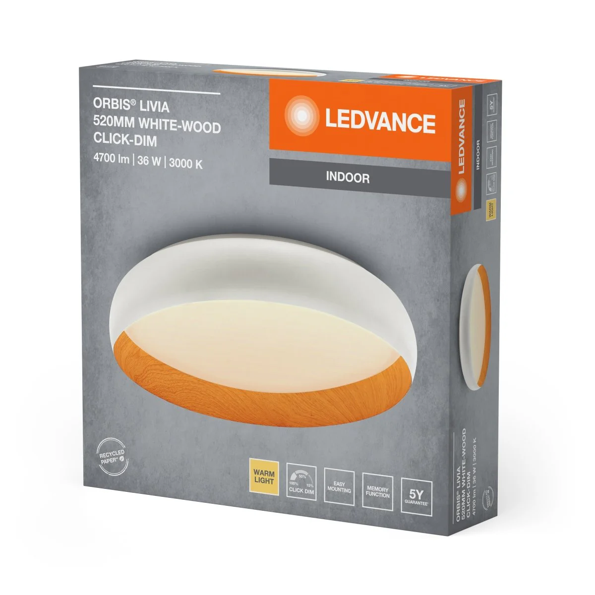 OSRAM Orbis Livia 520MM 36W 830 Click DIM biało-drewniany - Image 2