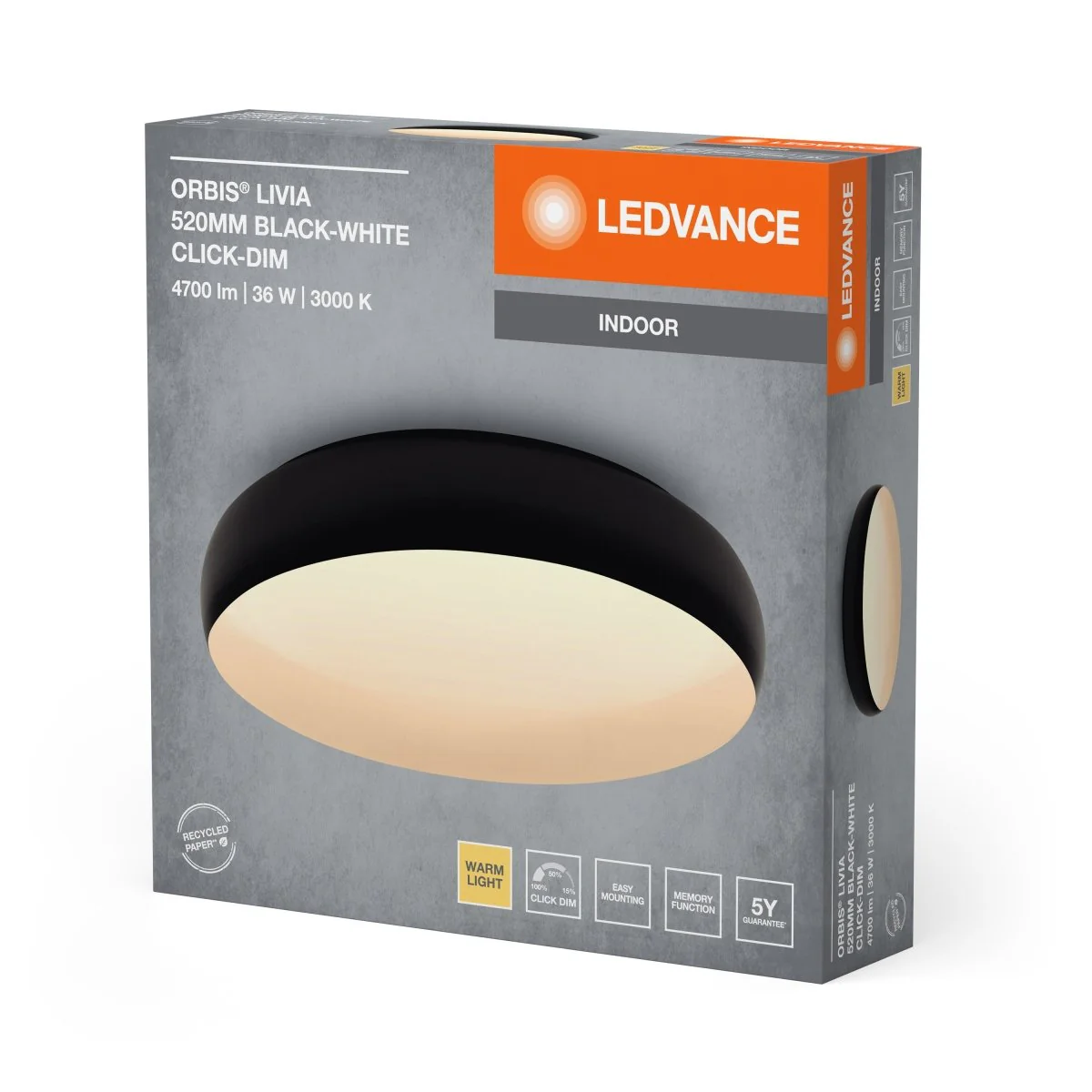 OSRAM Orbis Livia 520MM 36W 830 Click DIM czarno-biały - Image 2