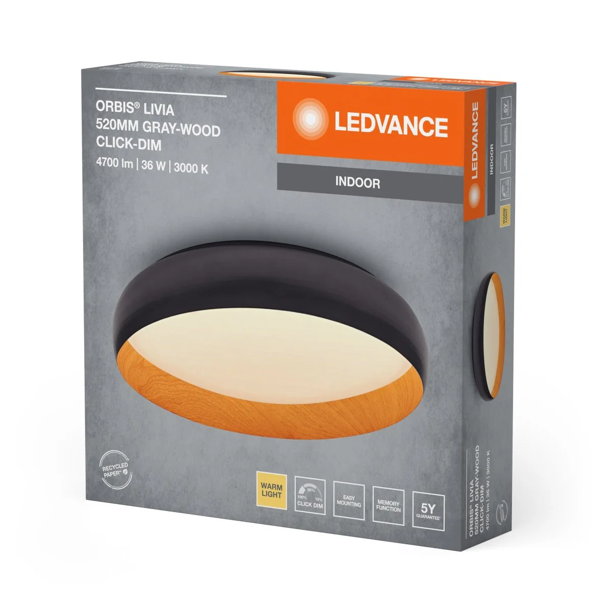 OSRAM Orbis Livia 520MM 36W 830 Click DIM szaro-drewniany - Image 2
