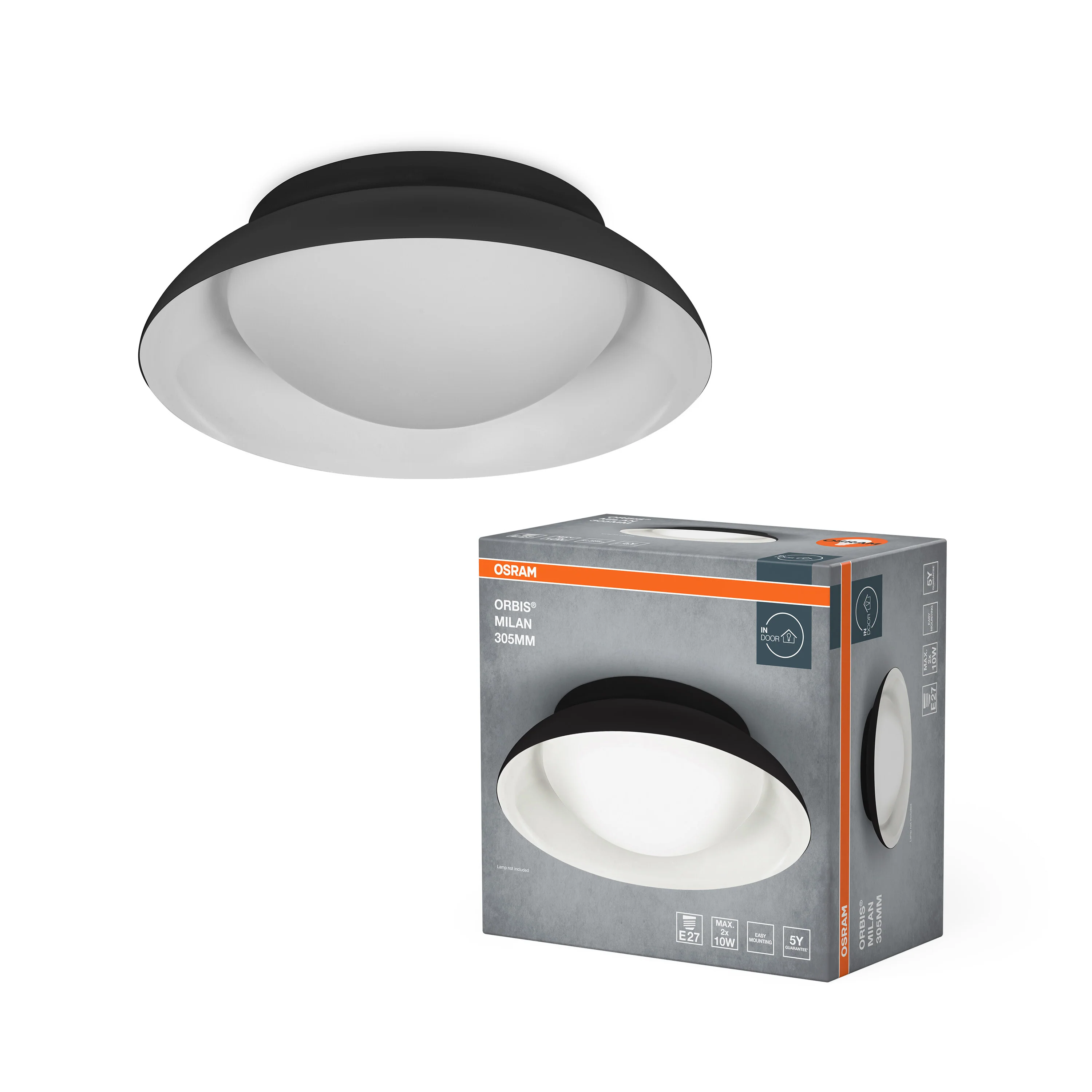 OSRAM ORBIS MILAN 305mm 2xE27 czarny - Image 5