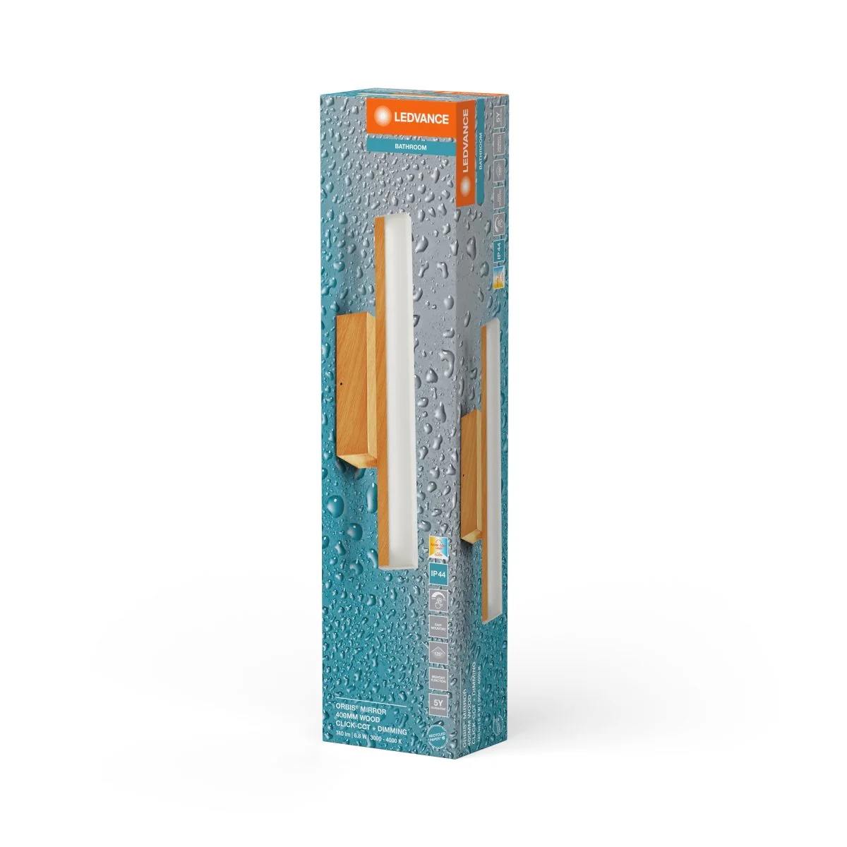 OSRAM Orbis Mirror 40CM Click CCT DIM IP44 dekor drewno - Image 2