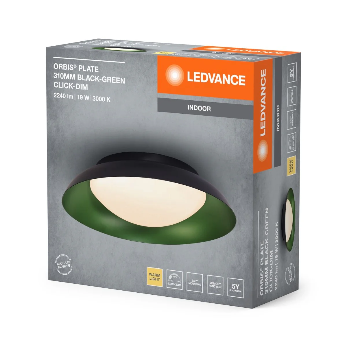 OSRAM Orbis Plate 310MM 19W 830 Click DIM czarno-zielony - Image 2