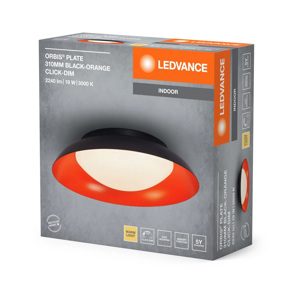 OSRAM Orbis Plate 310MM 19W Click DIM czarno-pomarańczowy - Image 2