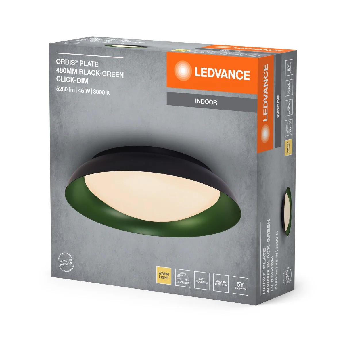 OSRAM Orbis Plate 480MM 45W 830 Click DIM czarno-zielony - Image 2