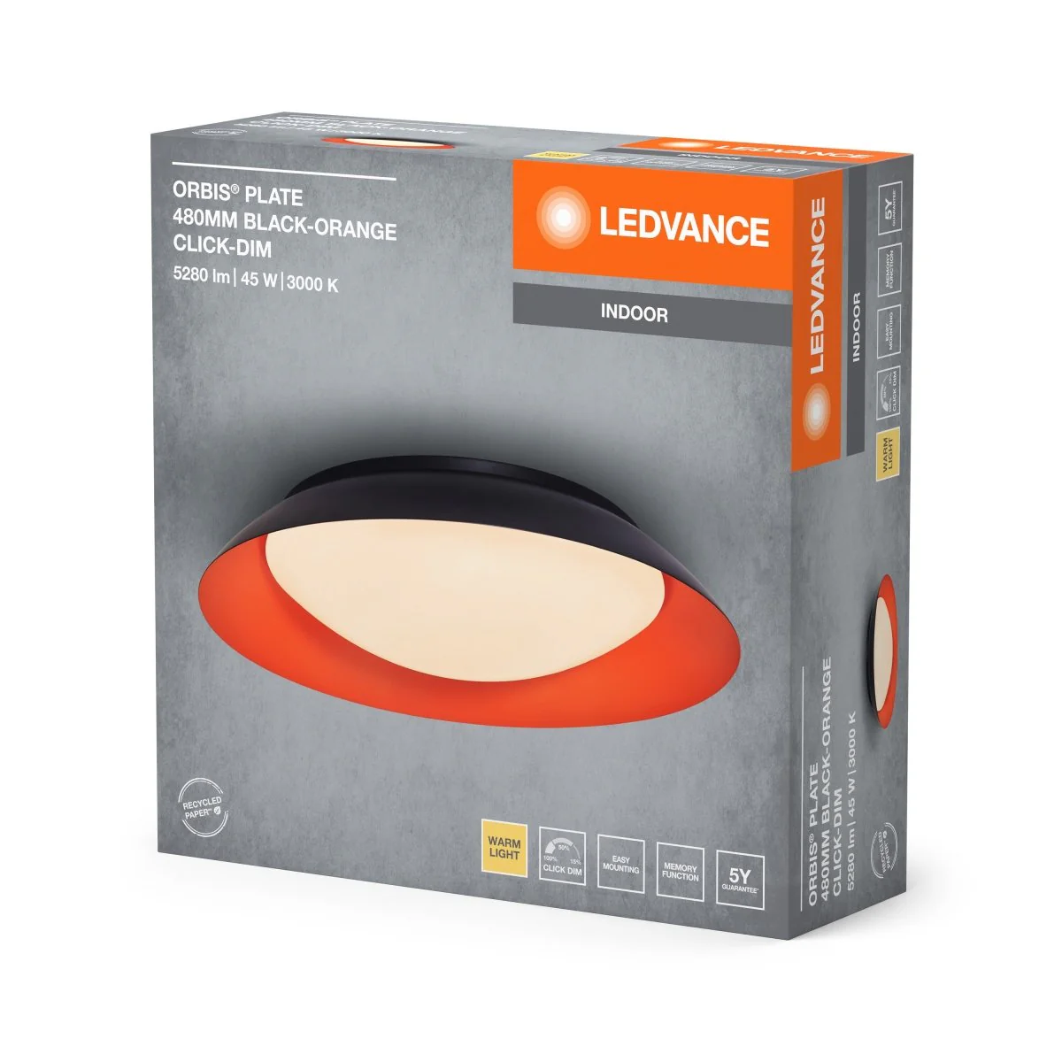 OSRAM Orbis Plate 480MM 45W Click DIM czarno-pomarańczowy - Image 2