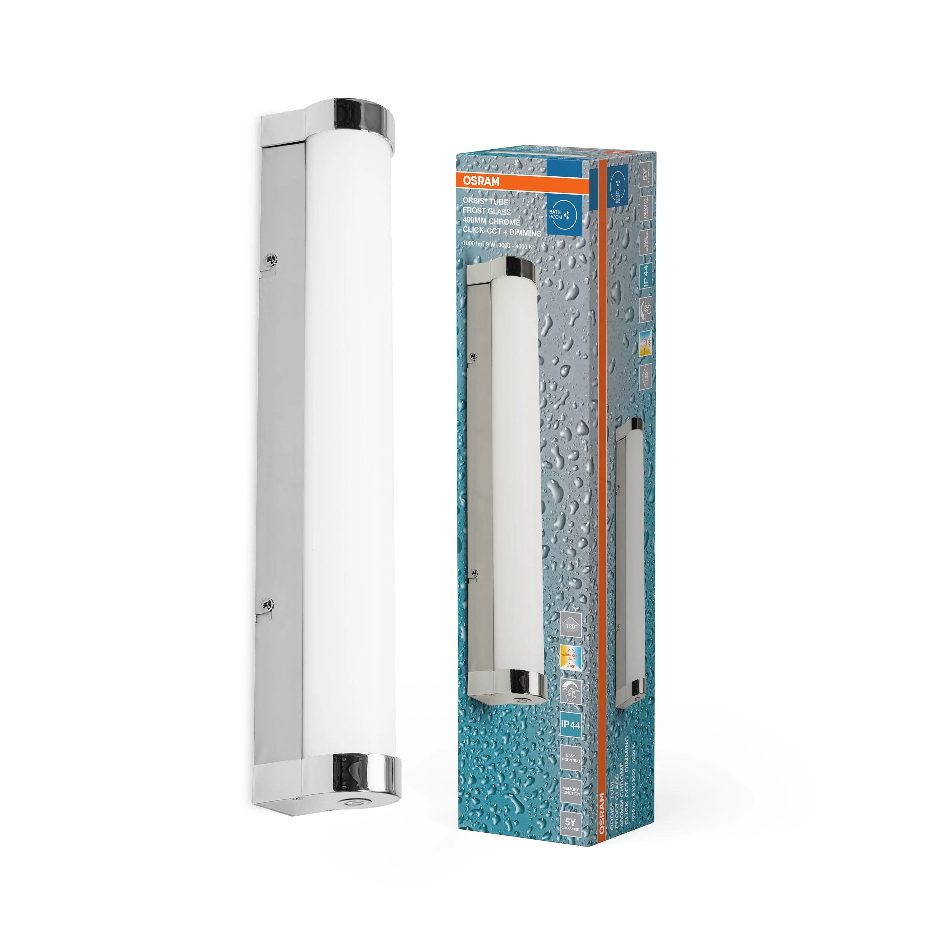 OSRAM Orbis Tube Frost Glass 40cm Click CCT DIM IP44 chrom - Image 5