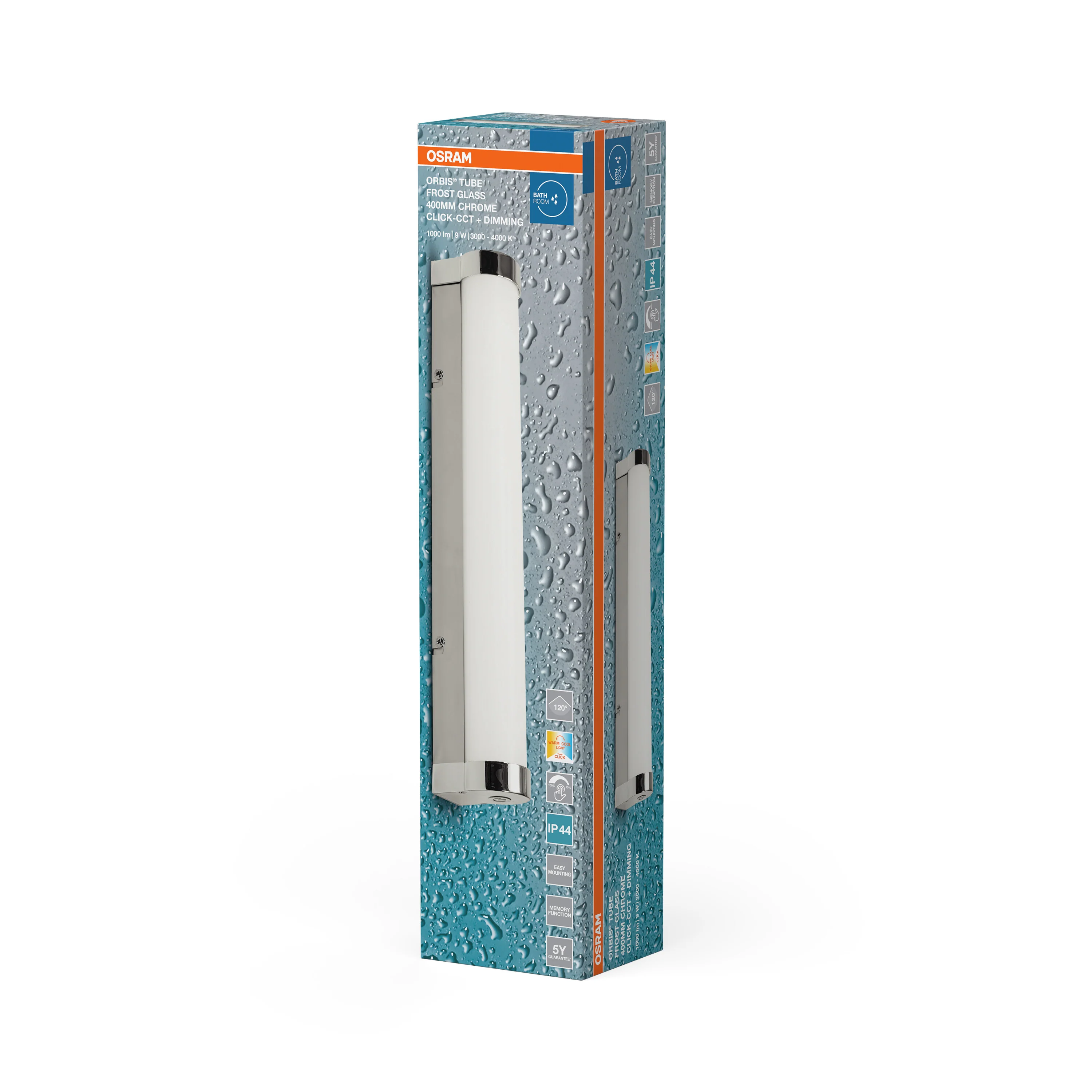 OSRAM Orbis Tube Frost Glass 40cm Click CCT DIM IP44 chrom - Image 6