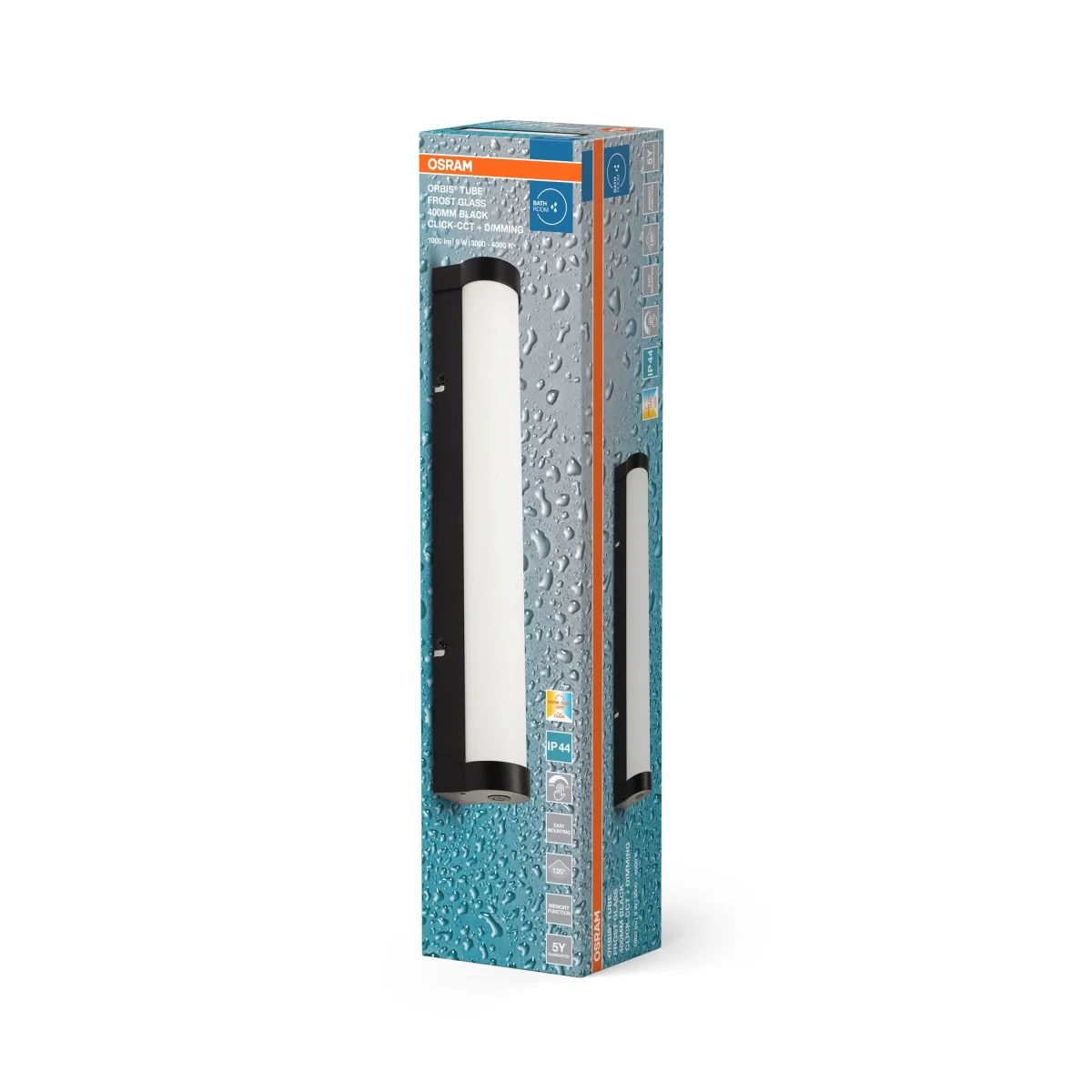 OSRAM Orbis Tube Frost Glass 40cm Click CCT DIM IP44 czarne - Image 2