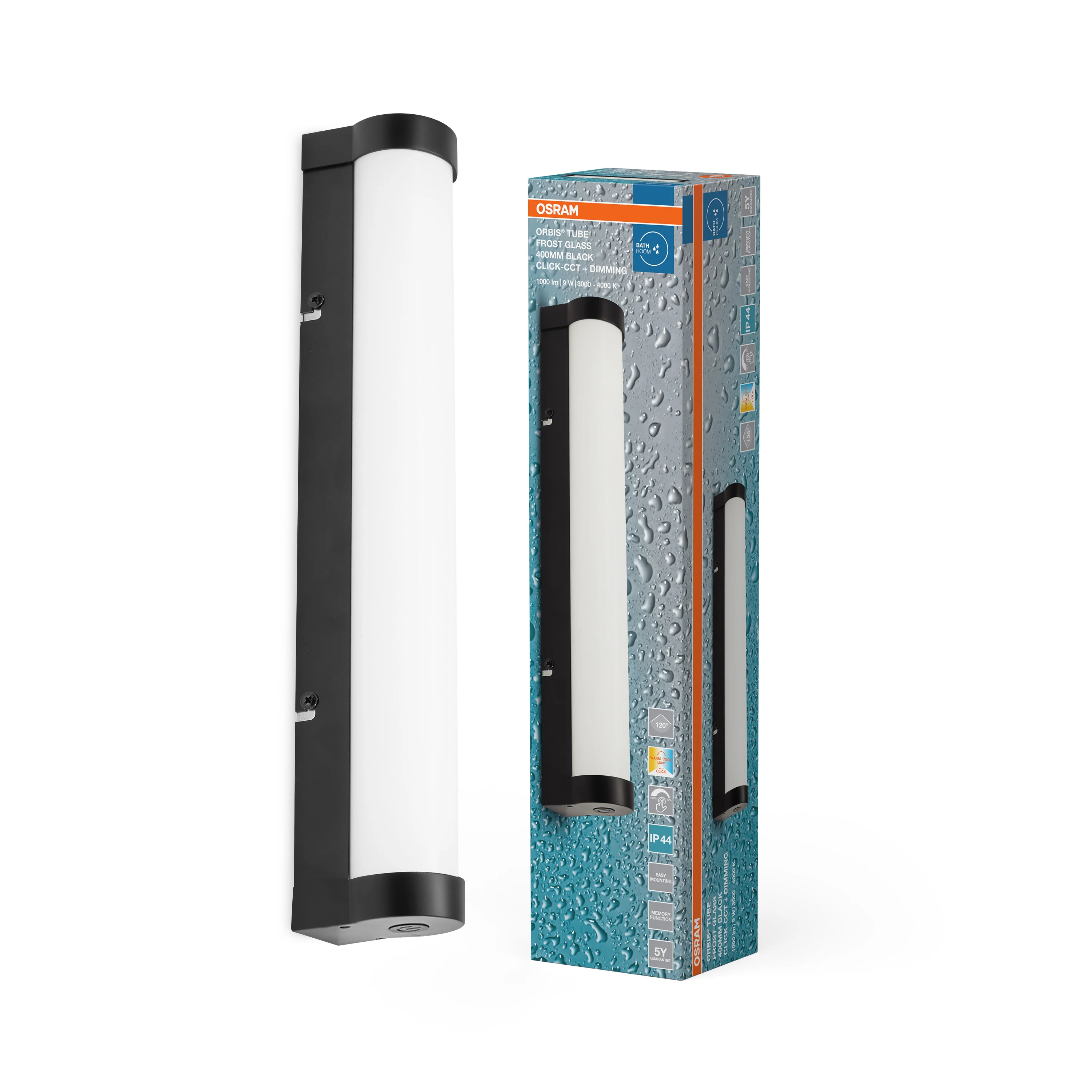 OSRAM Orbis Tube Frost Glass 40cm Click CCT DIM IP44 czarne - Image 5