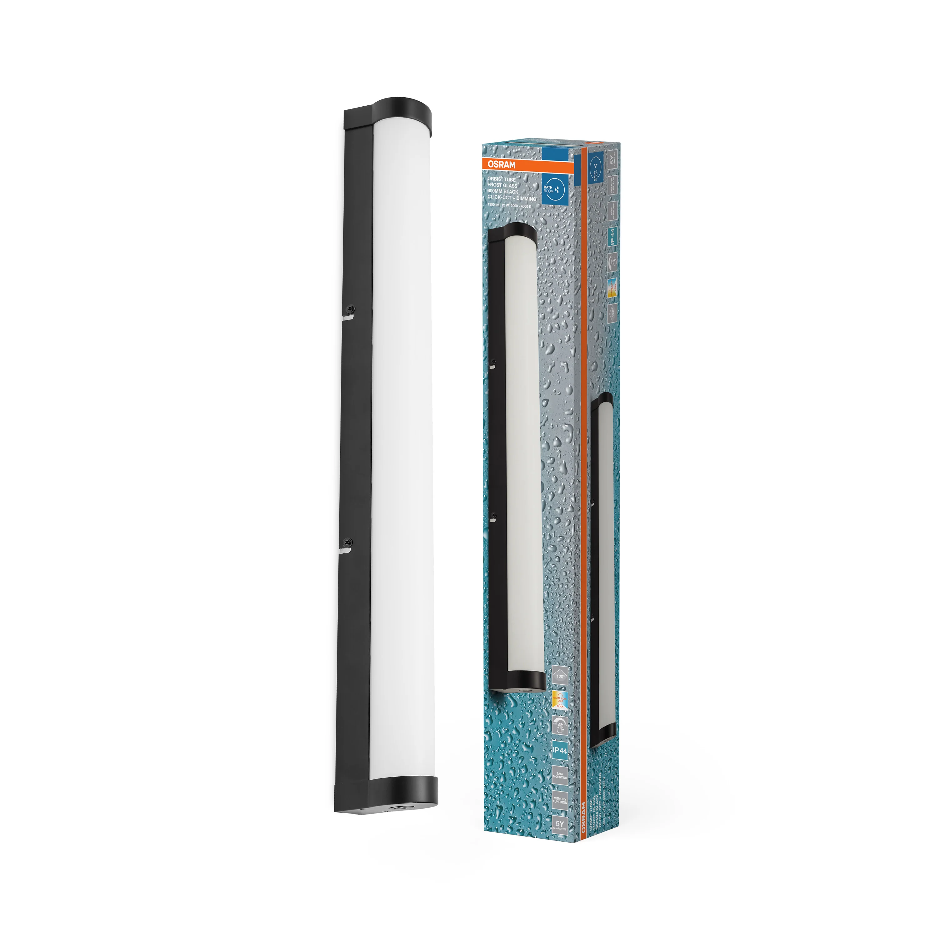 OSRAM Orbis Tube Frost Glass 60cm Click CCT DIM IP44 czarna - Image 5