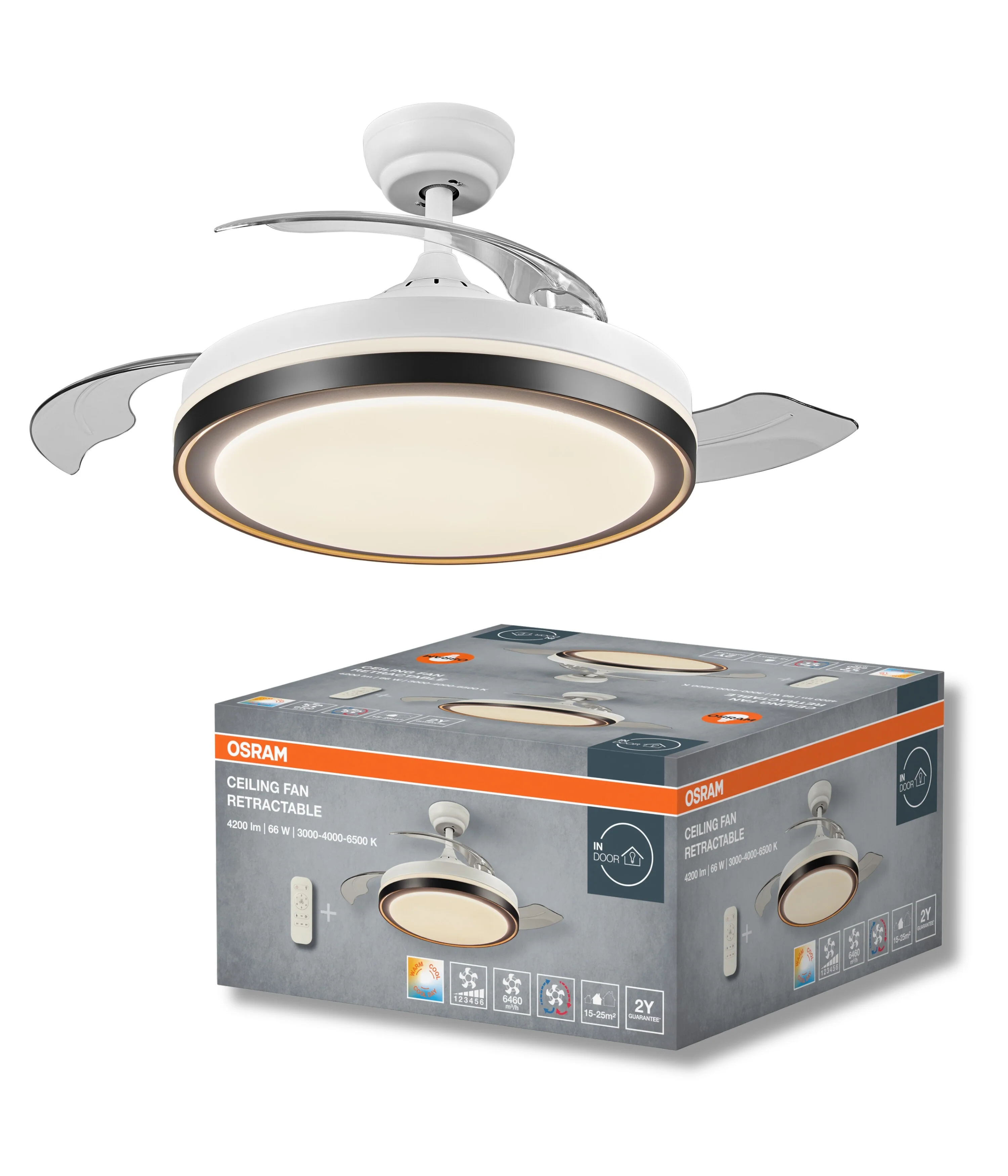 Plafon LED OSRAM Ceiling Fan Retractable 1070 66W biały - Image 6