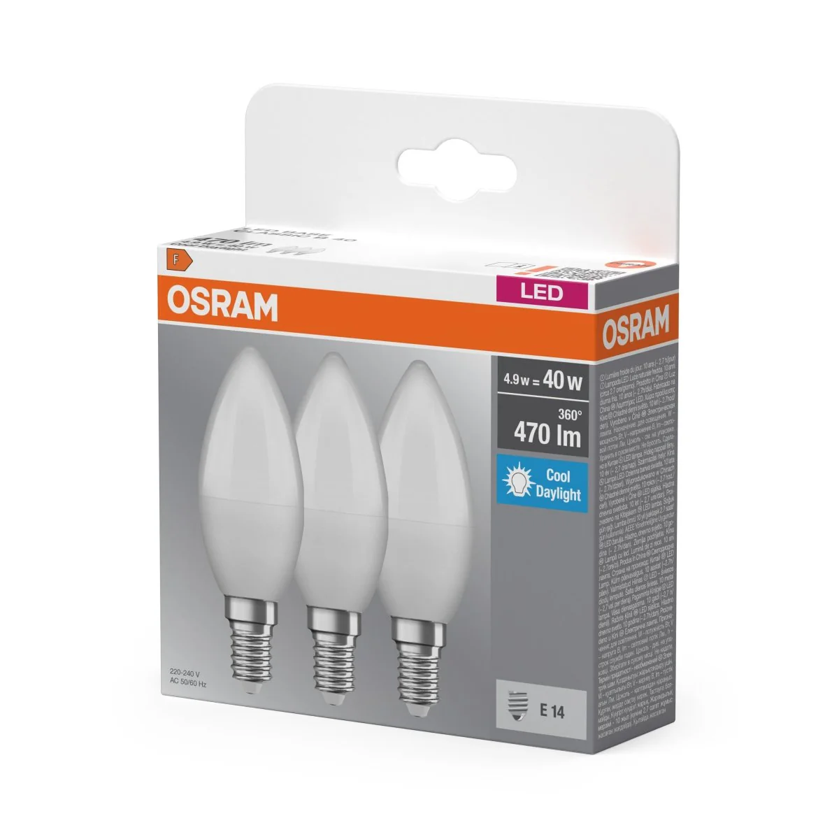 Plafon LED OSRAM CLASSIC B 40W LED BULB 4.9W 865 Frosted E14 Triple Pack - Image 2