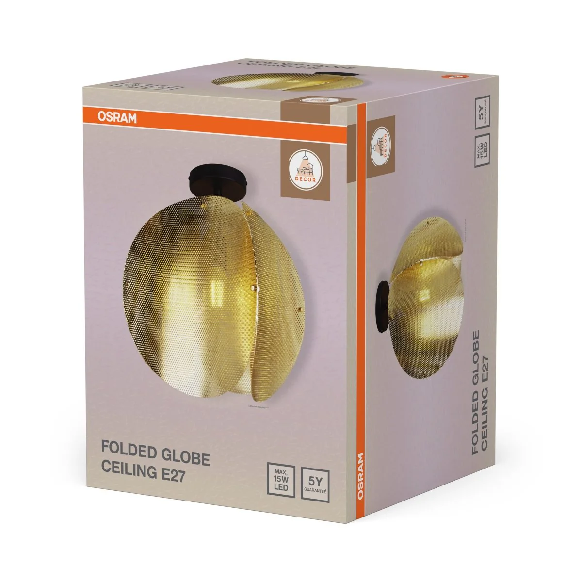 Plafon LED OSRAM Decor Folded Globe Ceiling E27 Gold - Image 2