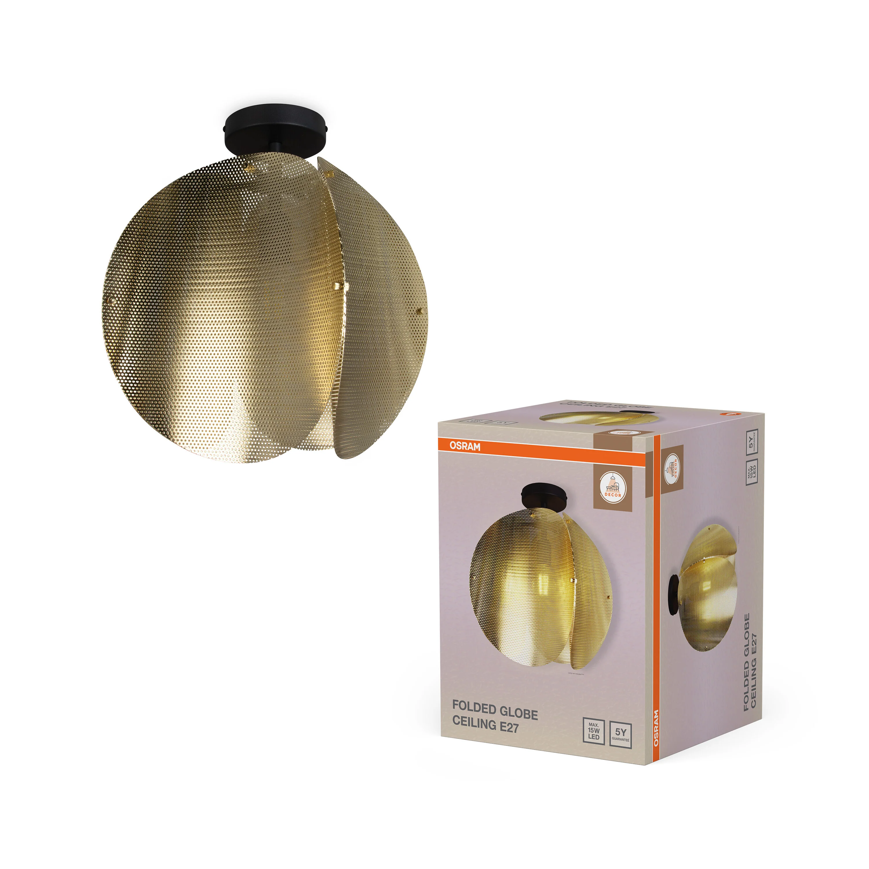 Plafon LED OSRAM Decor Folded Globe Ceiling E27 Gold - Image 5