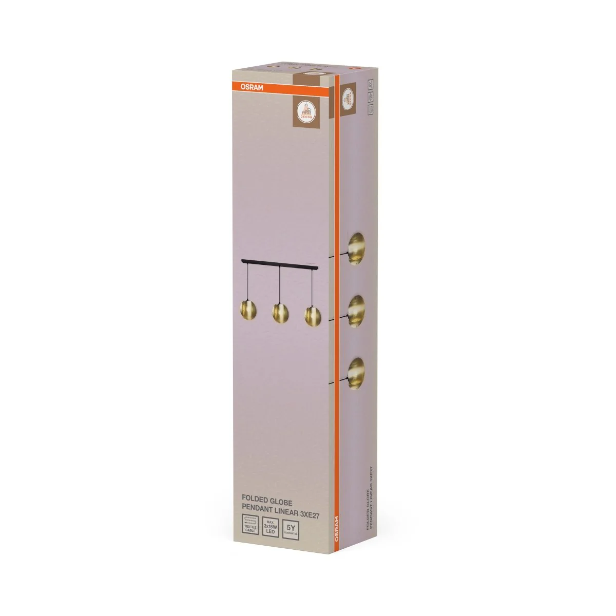 Plafon LED OSRAM Decor Folded Globe Pendant Linear 3xE27 Gold - Image 2