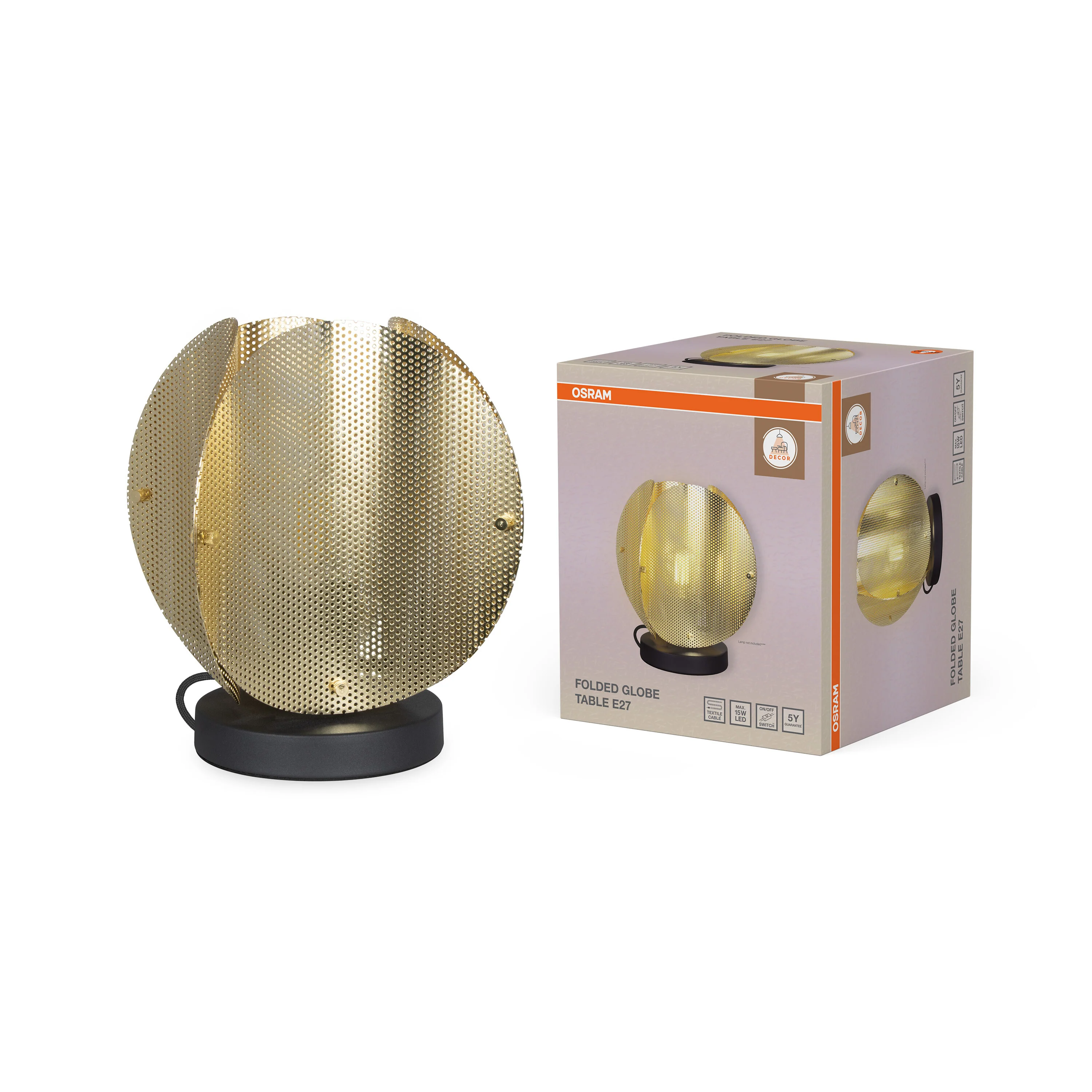 Plafon LED OSRAM Decor Folded Globe Table E27 Gold - Image 5