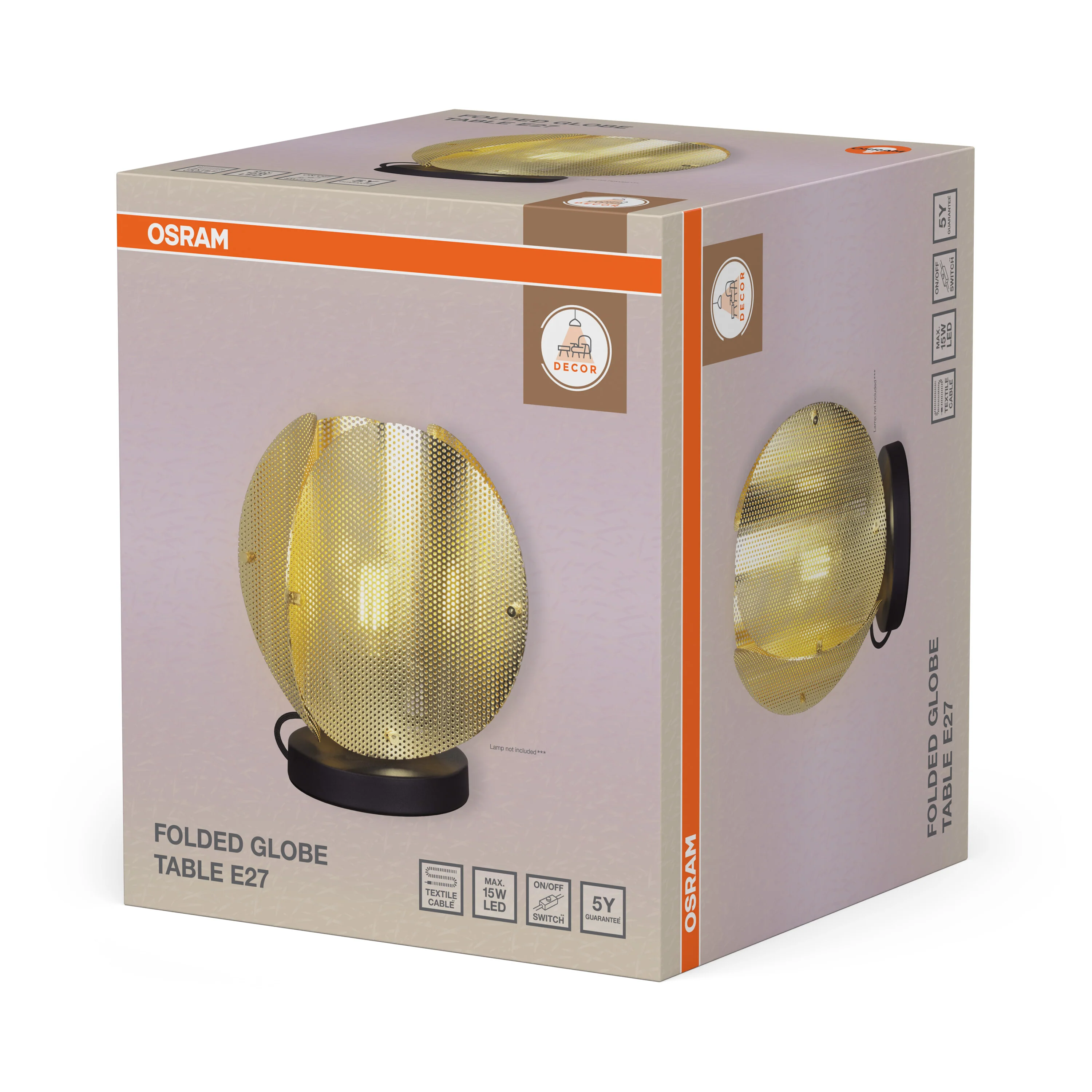 Plafon LED OSRAM Decor Folded Globe Table E27 Gold - Image 6