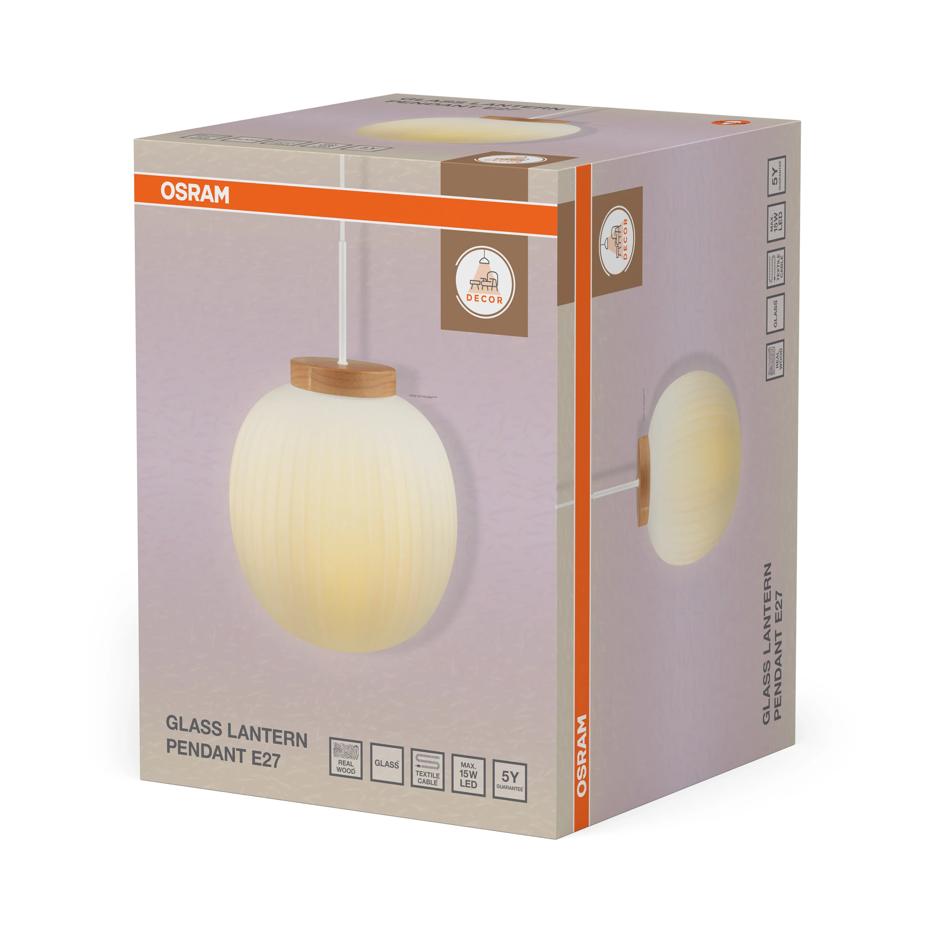 Plafon LED OSRAM Decor Glass Lantern Pendant E27 - Image 6