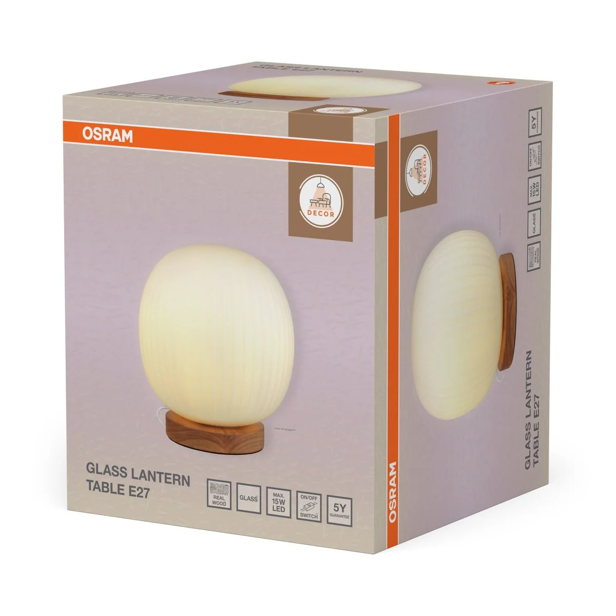 Plafon LED OSRAM Decor Glass Lantern Table E27 - Image 2