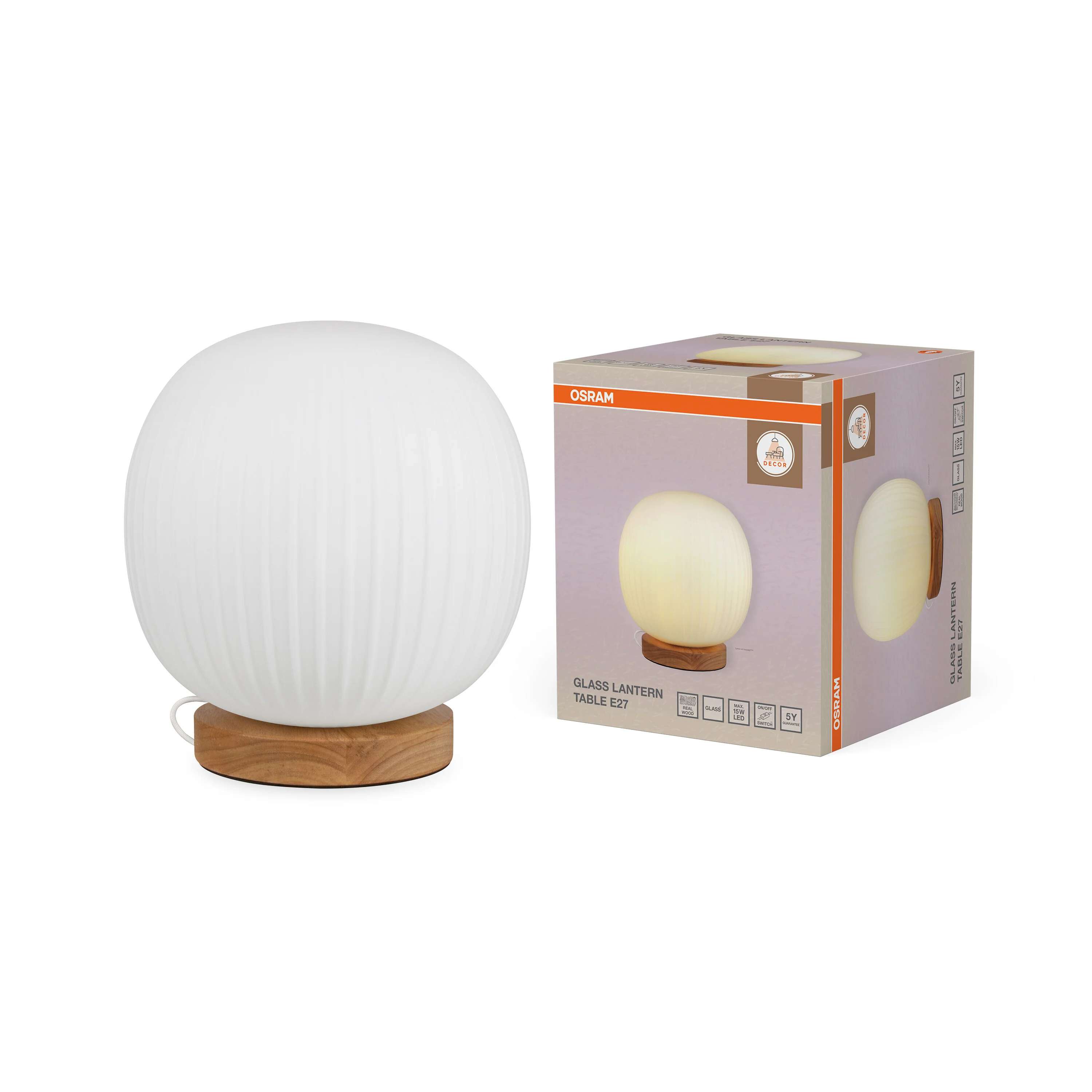 Plafon LED OSRAM Decor Glass Lantern Table E27 - Image 5