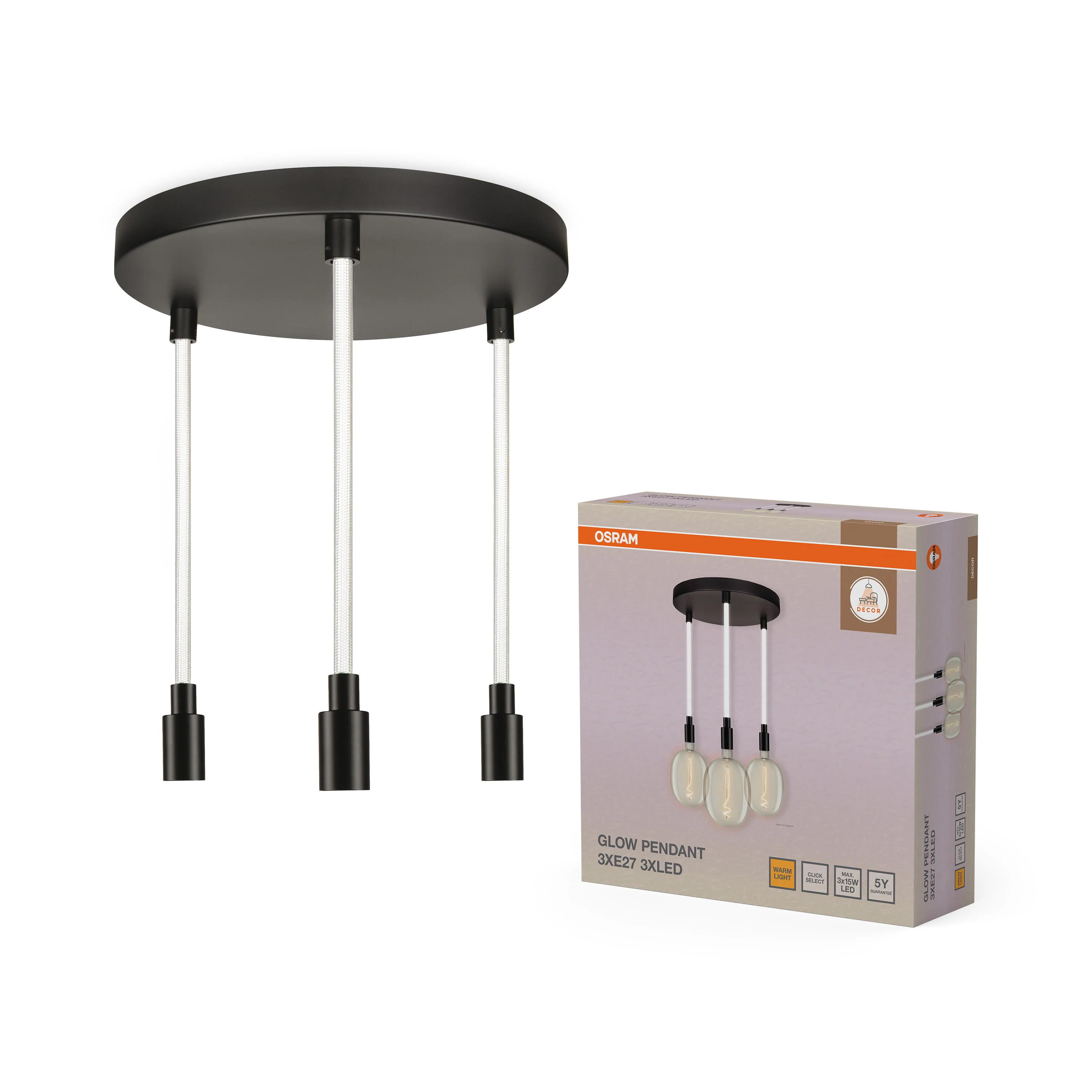Plafon LED OSRAM Decor Glow Pendant Plate 3xE27 LED Select - Image 5