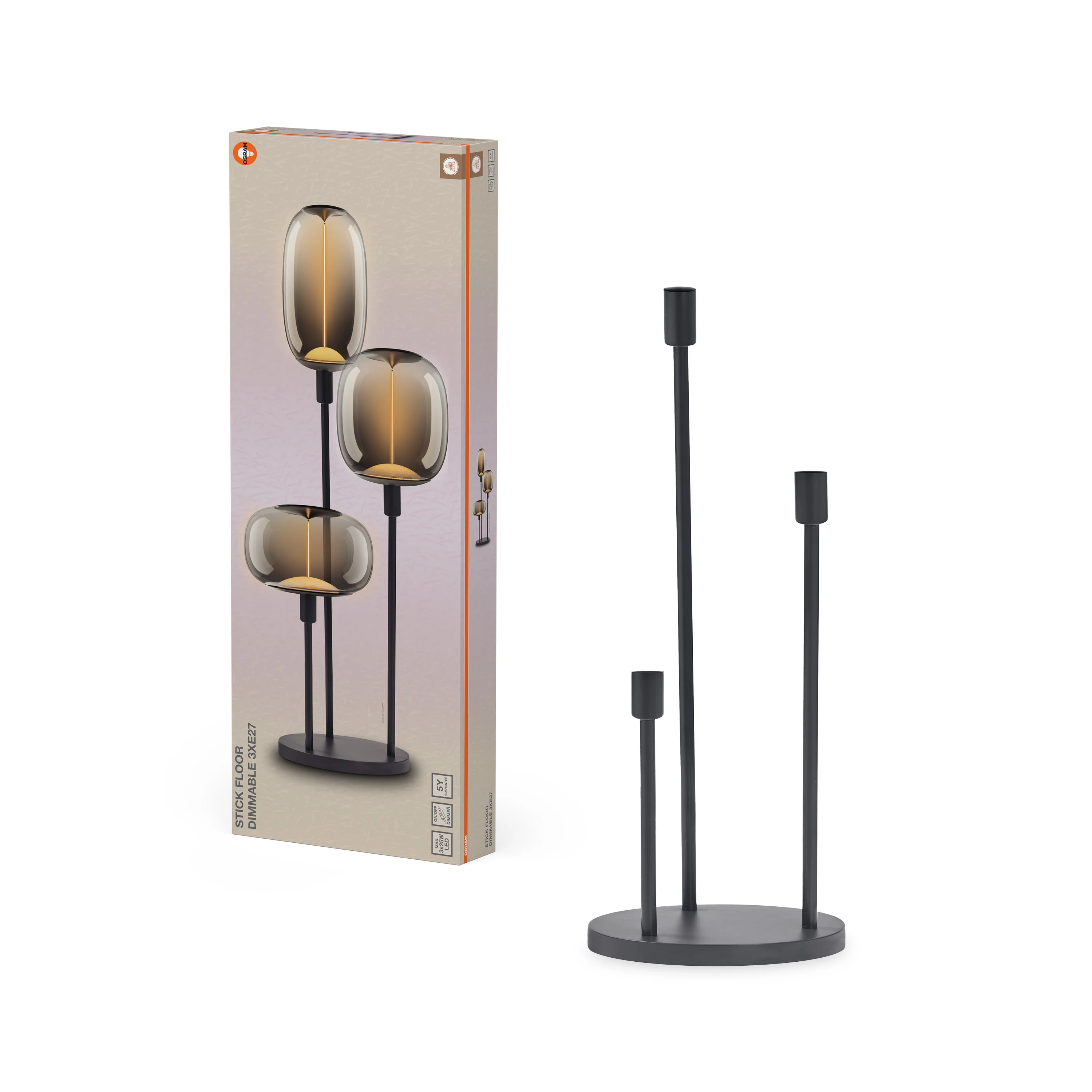 Plafon LED OSRAM Decor Stick Floor DIM 3 x E27 Dark Grey - Image 4