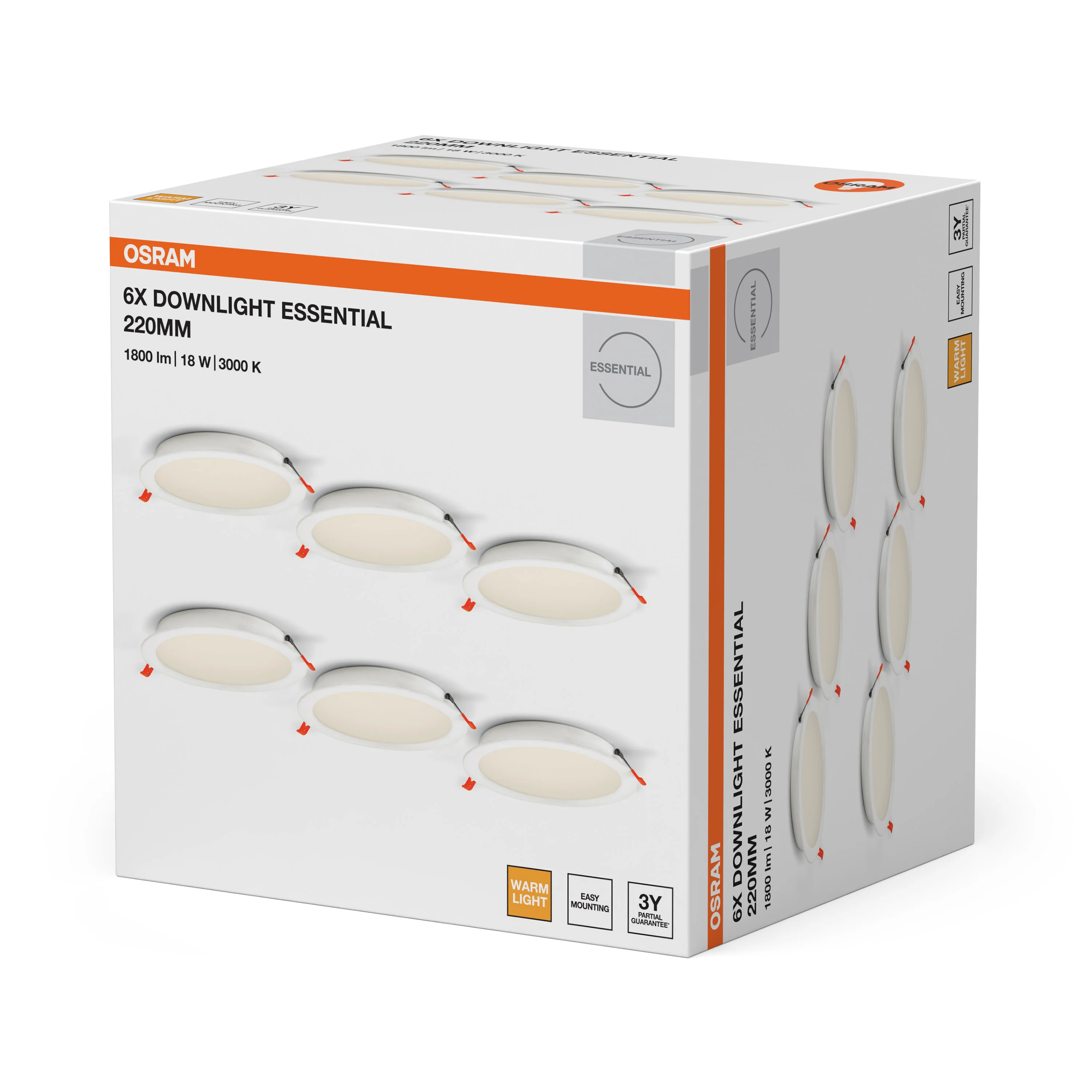 Plafon LED OSRAM Essential Downlight 220mm 18W 830 biały - Image 6