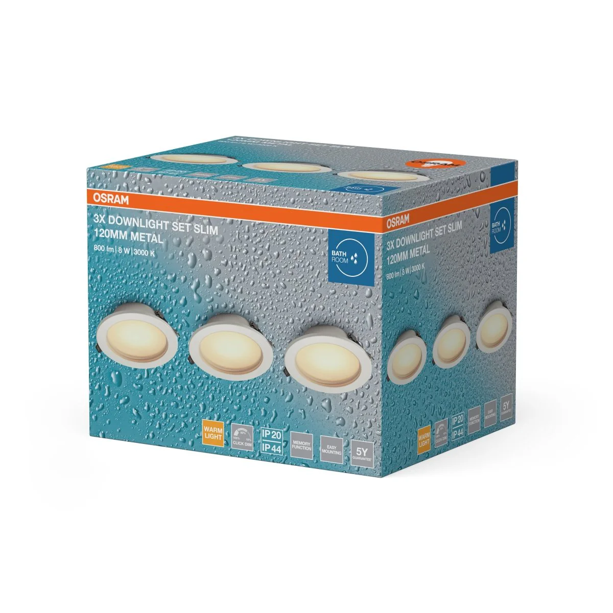 Plafon LED OSRAM LED Downlight Set IP44 Dim Slim 120mm 8W Metal 830 biały - Image 2