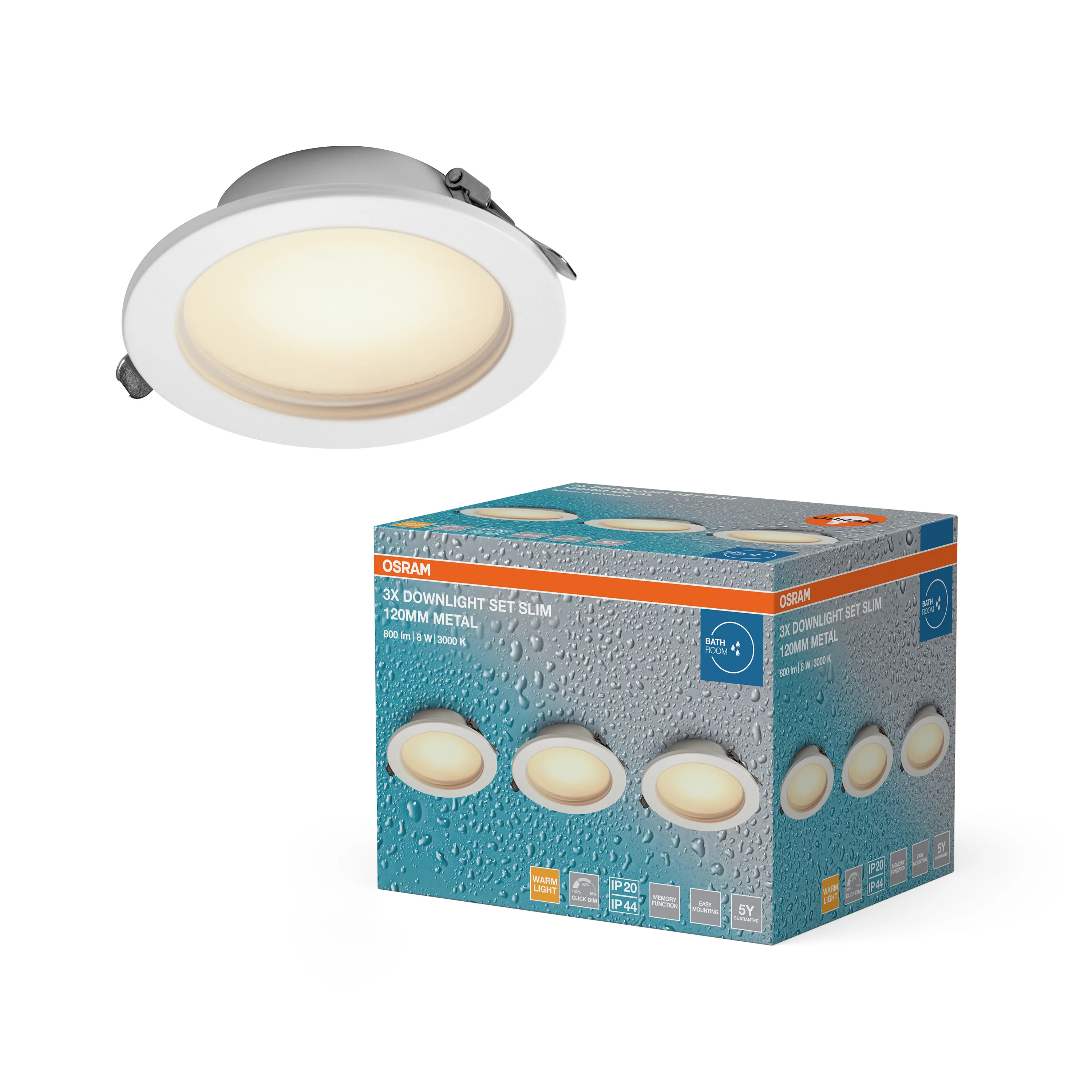 Plafon LED OSRAM LED Downlight Set IP44 Dim Slim 120mm 8W Metal 830 biały - Image 5