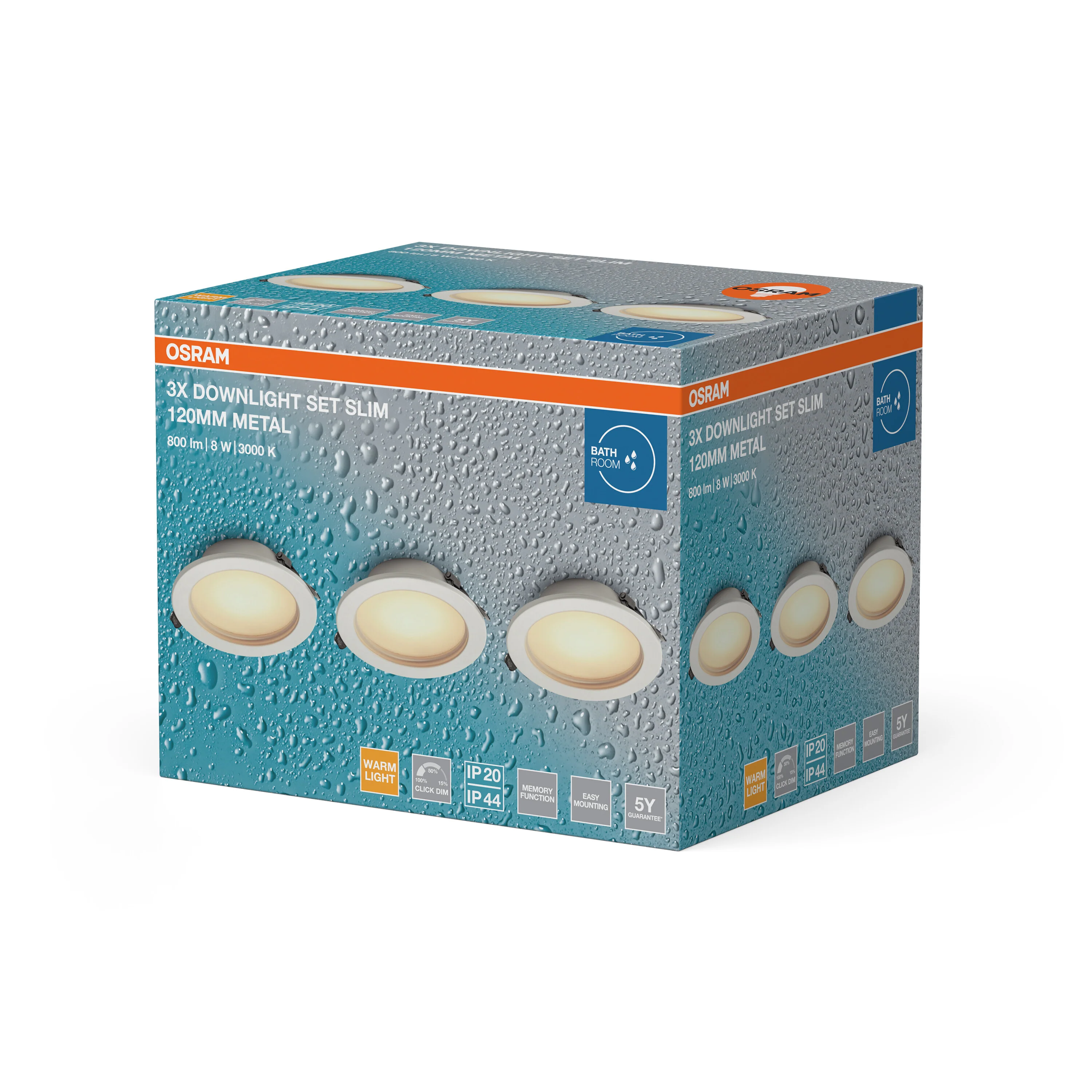 Plafon LED OSRAM LED Downlight Set IP44 Dim Slim 120mm 8W Metal 830 biały - Image 6