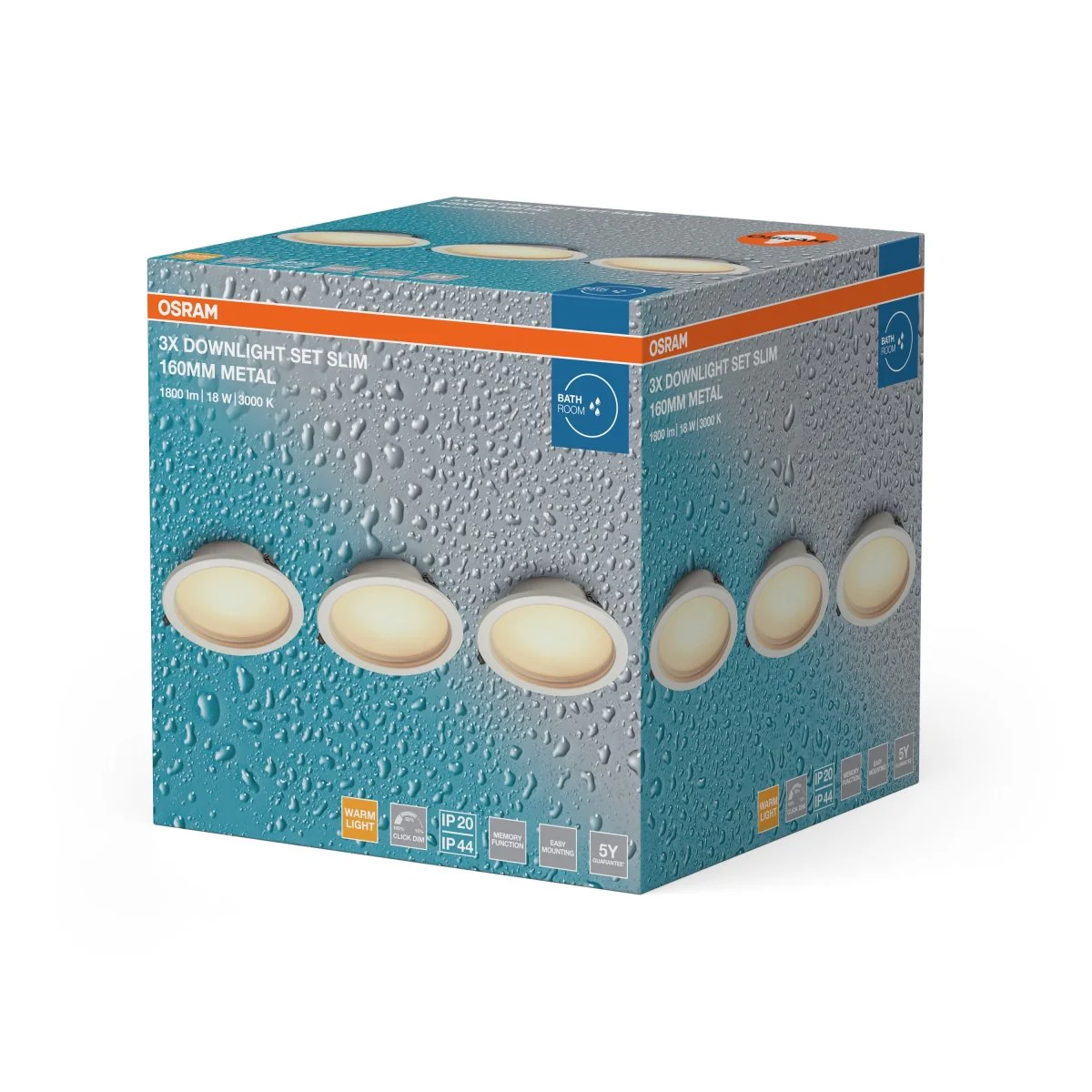 Plafon LED OSRAM LED Downlight Set IP44 Dim Slim 160mm 18W Metal 830 biały - Image 2