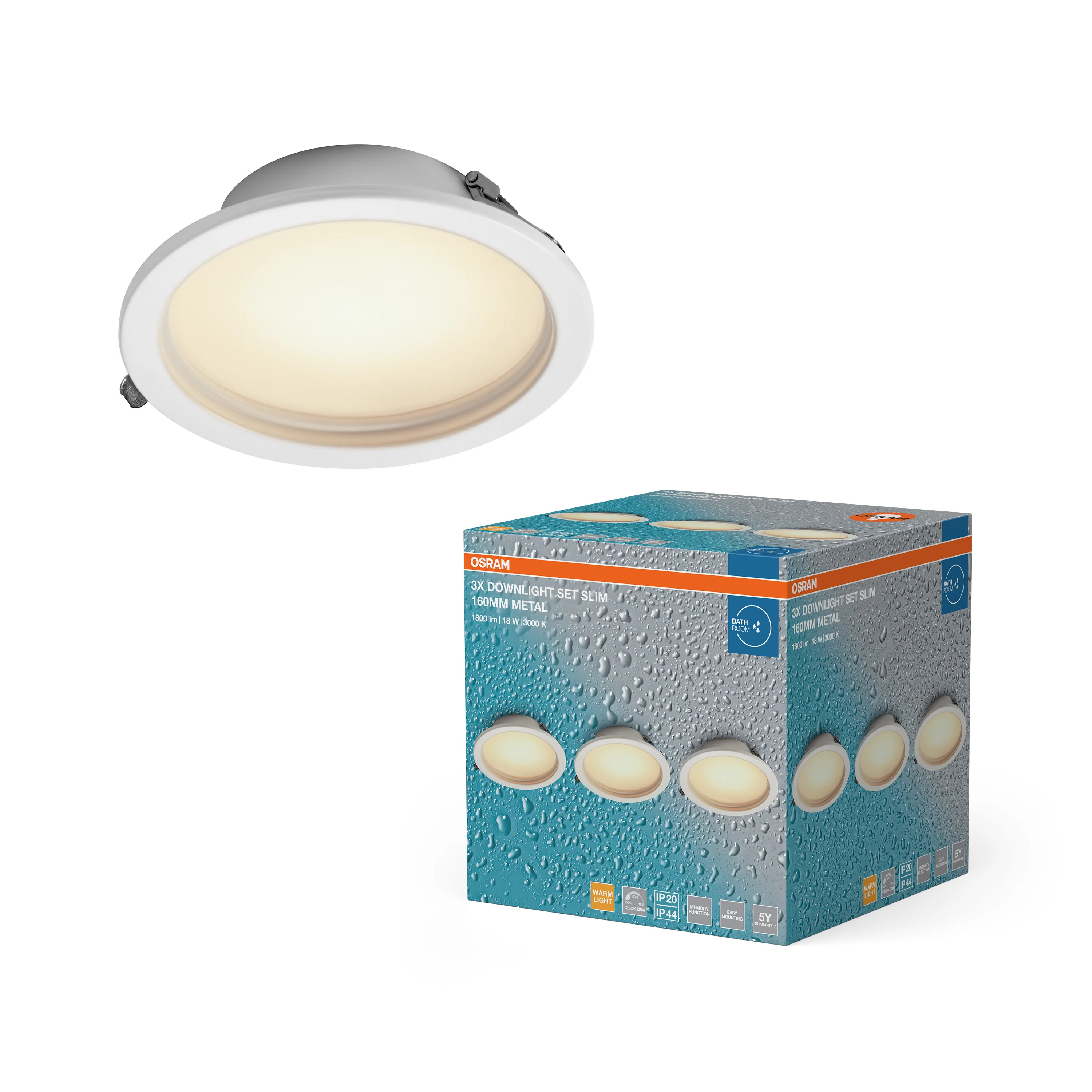 Plafon LED OSRAM LED Downlight Set IP44 Dim Slim 160mm 18W Metal 830 biały - Image 5