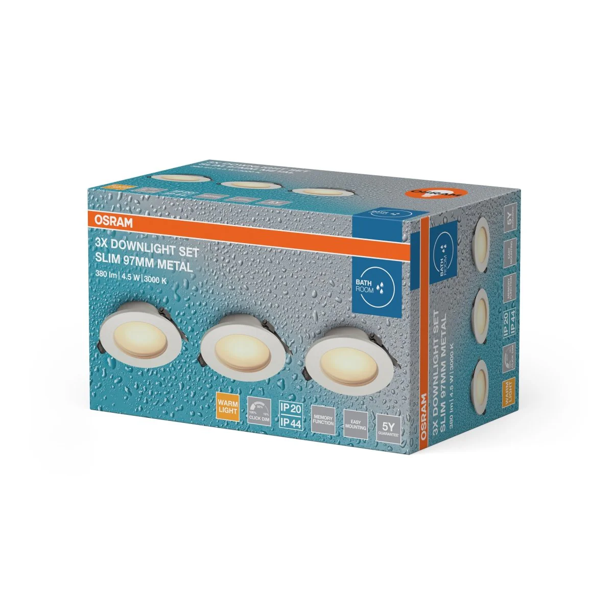 Plafon LED OSRAM LED Downlight Set IP44 Dim Slim 97mm 4.5W Metal 830 biały - Image 2