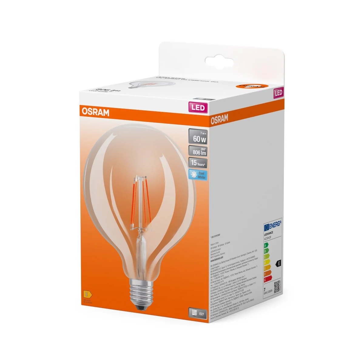 Plafon LED OSRAM LED Star Globe 125 60 Filament 7W 840 Clear E27 - Image 2