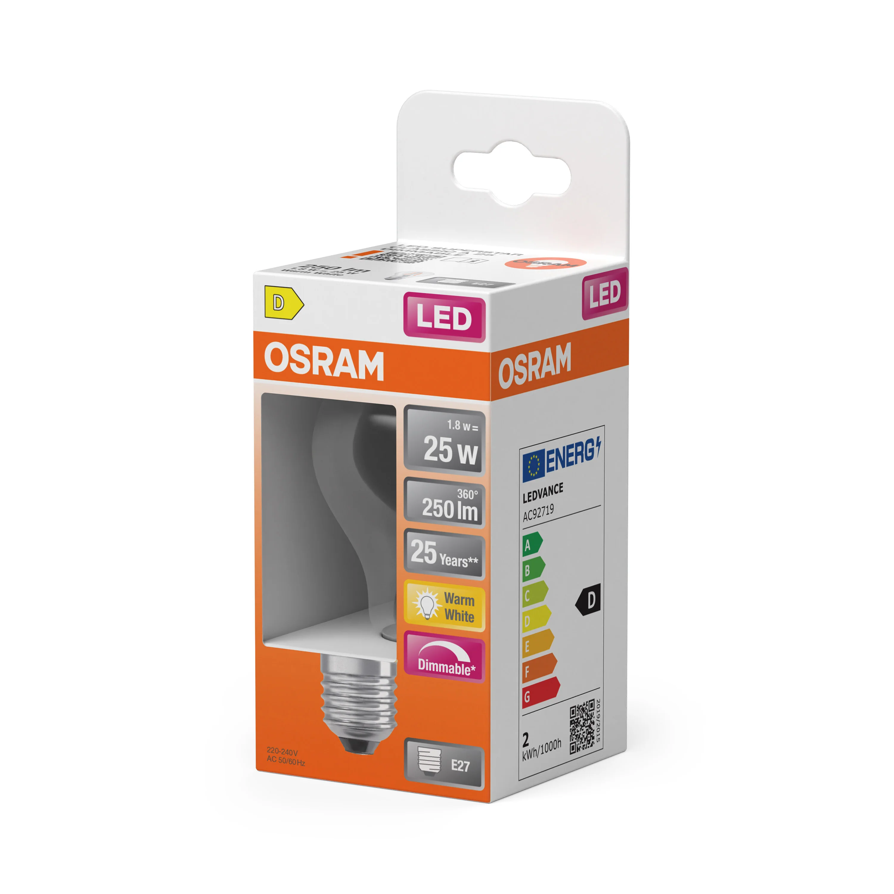 Plafon LED OSRAM LED Superstar Classic A 25 Filament DIM 1.8W 827 Clear E27 - Image 5