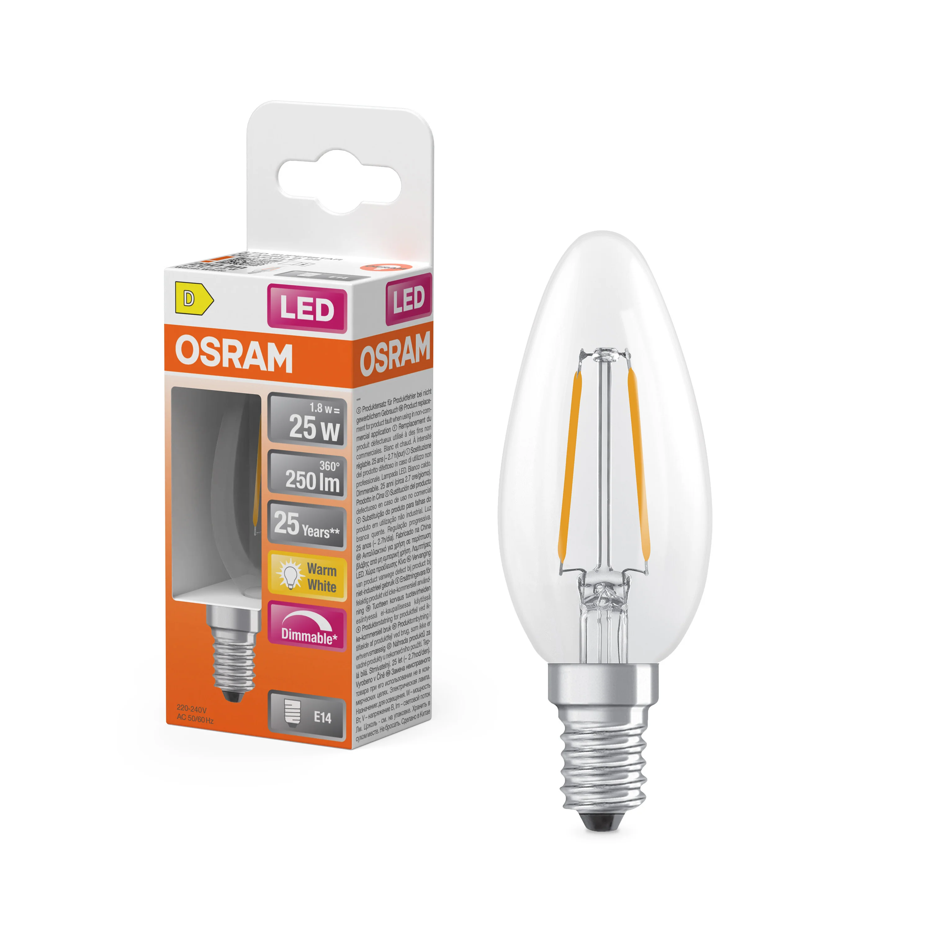 Plafon LED OSRAM LED Superstar Classic B 25 Filament DIM 1.8W 827 Clear E14 - Image 4